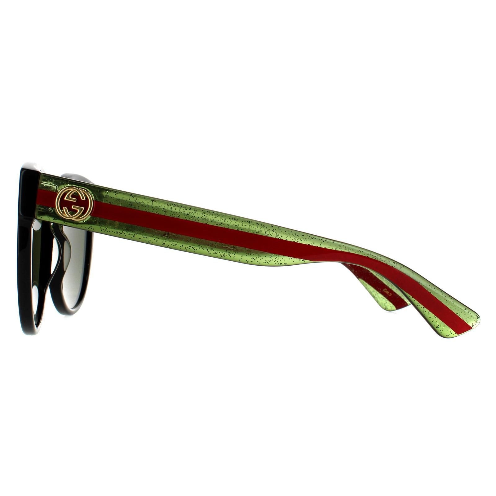 Gucci Cat Eye Black With Green and Red Glitter Green Sunglasses image 3