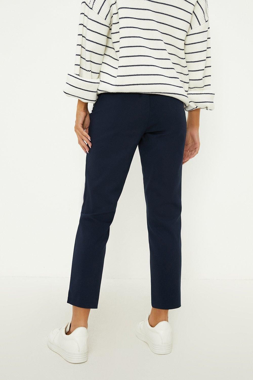 Oasis Side Zip Detail Cropped Trousers Navy image 3