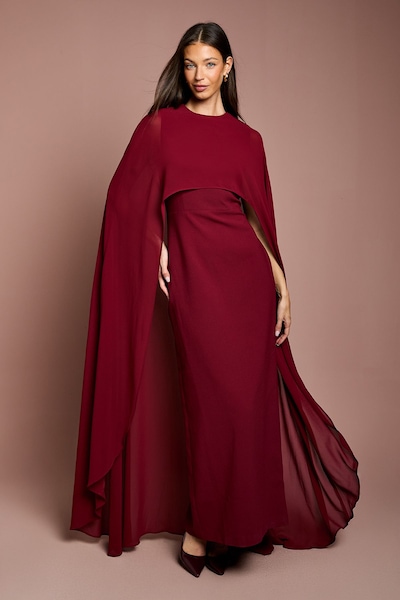Coast Cape Sleeve Maxi Dress Wine