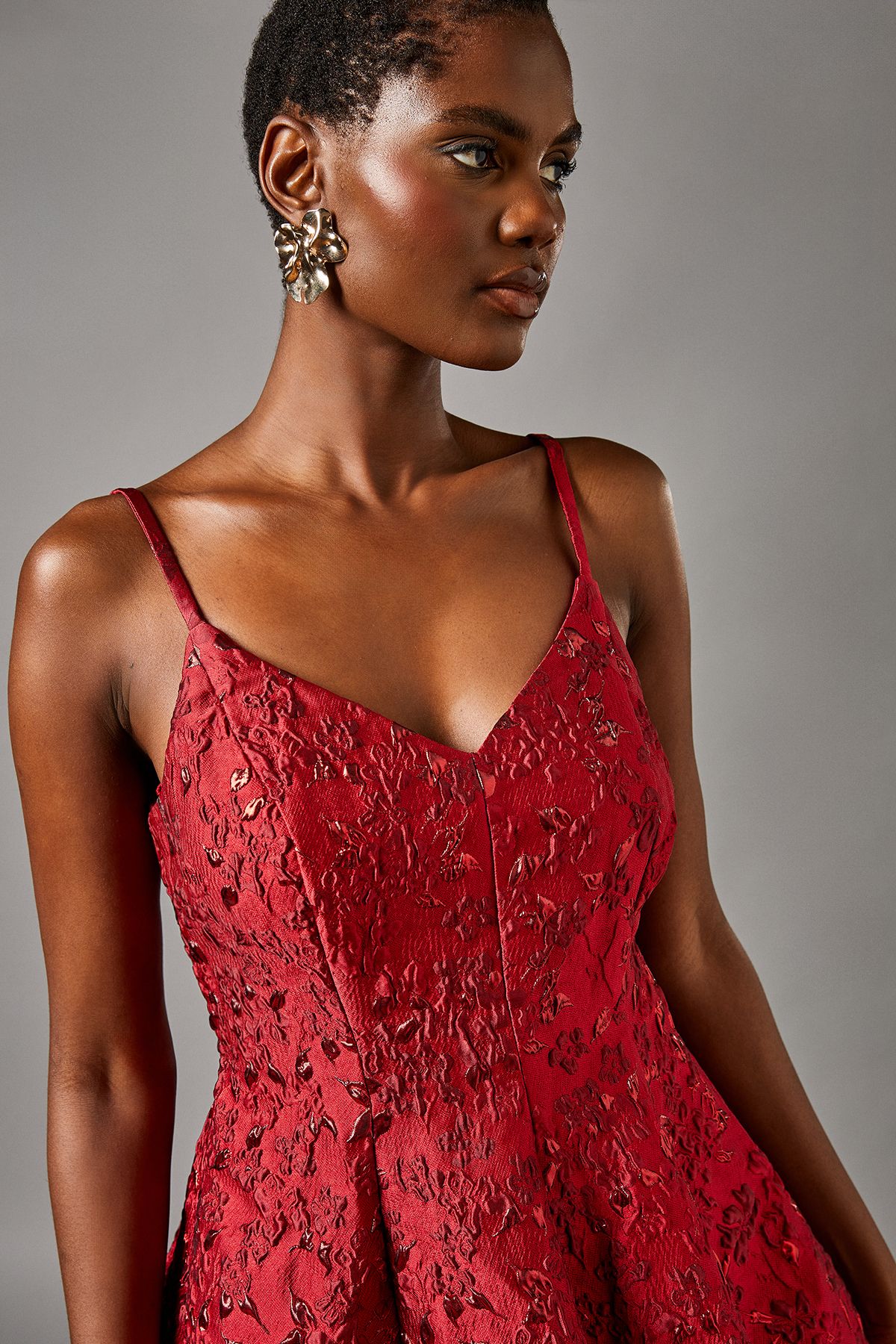 Coast Jacquard Cami Midi Dress Red image 4
