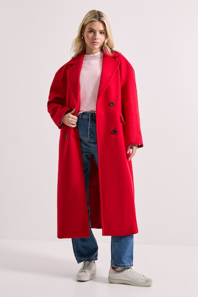 Dorothy Perkins Relaxed Buttoned Midi Coat Red