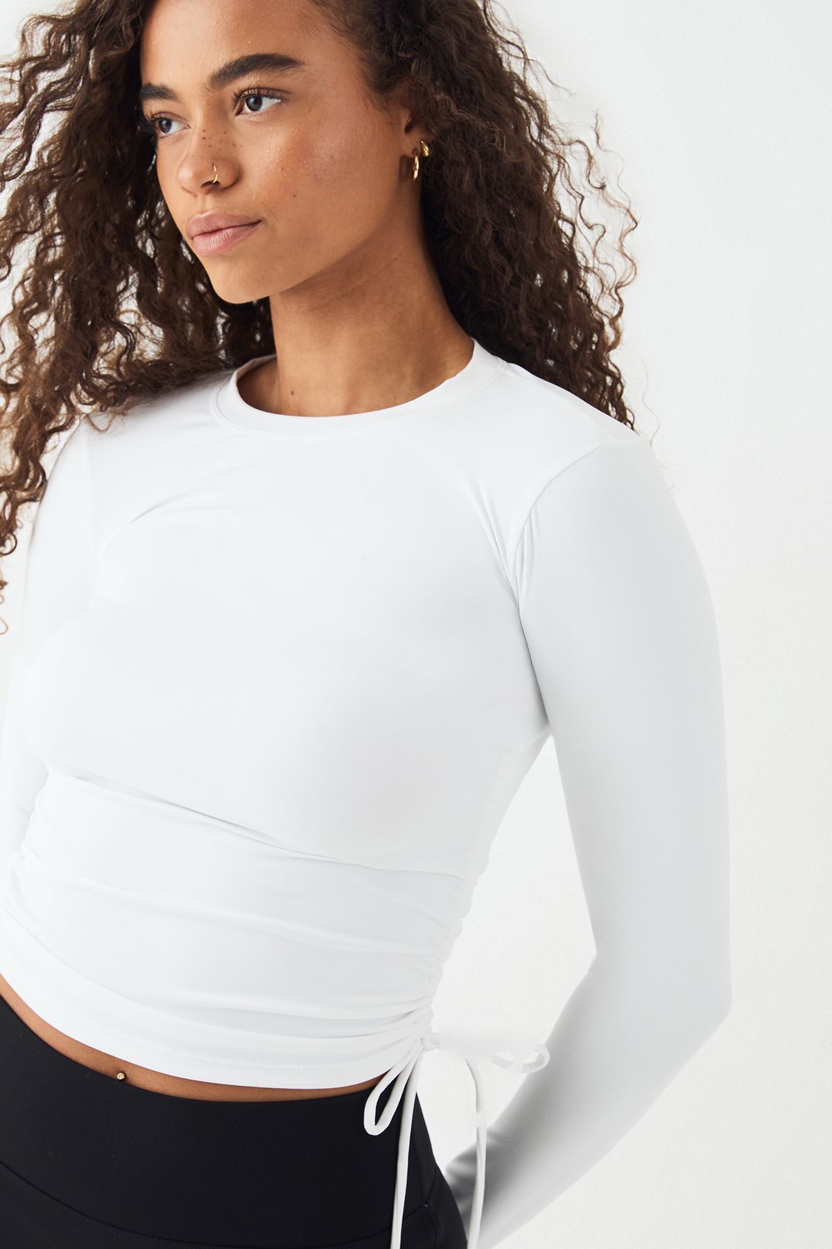 DSGN Studio DSGN Studio Ultra Sculpt Ruched Side Long Sleeve Top White image 4