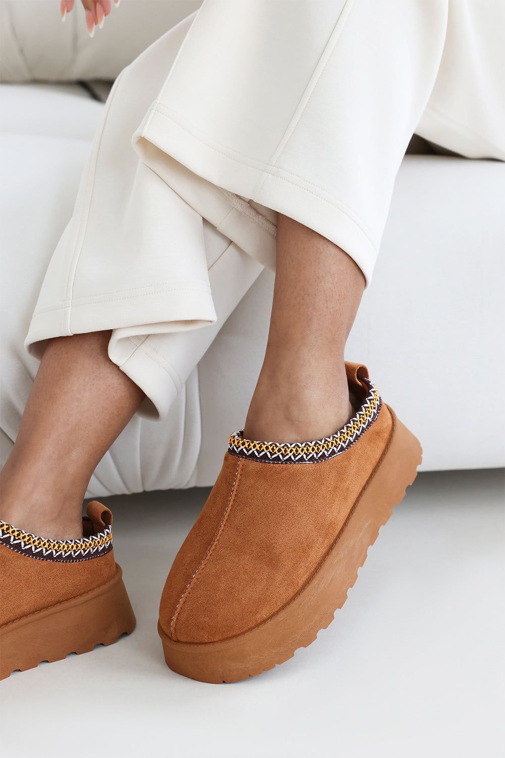 Where's That From 'Quincy' Cosy Faux-Suede Fur Lining Platform Slipper image 1