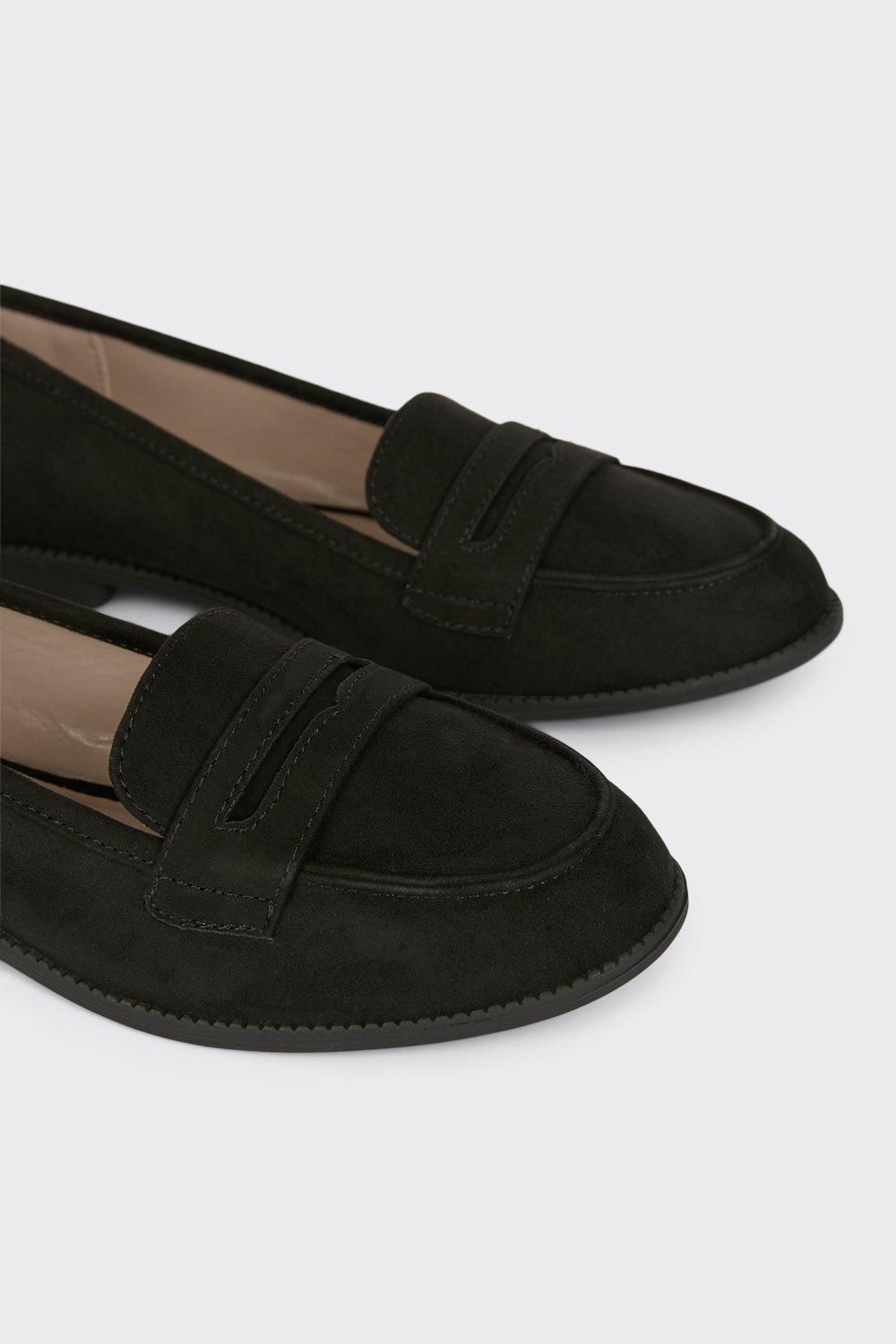 Dorothy Perkins Wide Fit Lara Penny Loafers Natural Black image 4