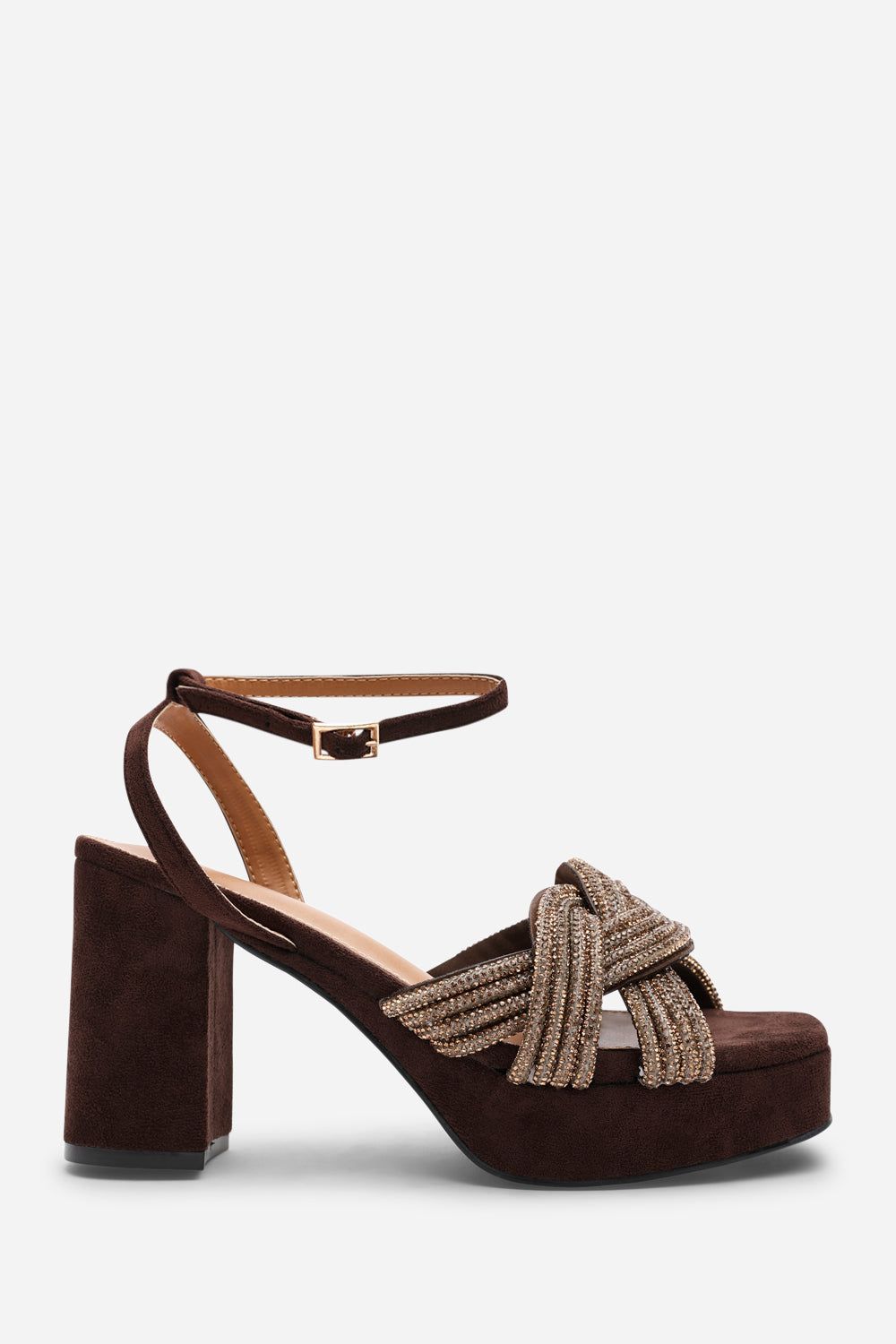 Where's That From 'Melissa' Wide Fit Suede Platform Heels with Twisted Straps image 2
