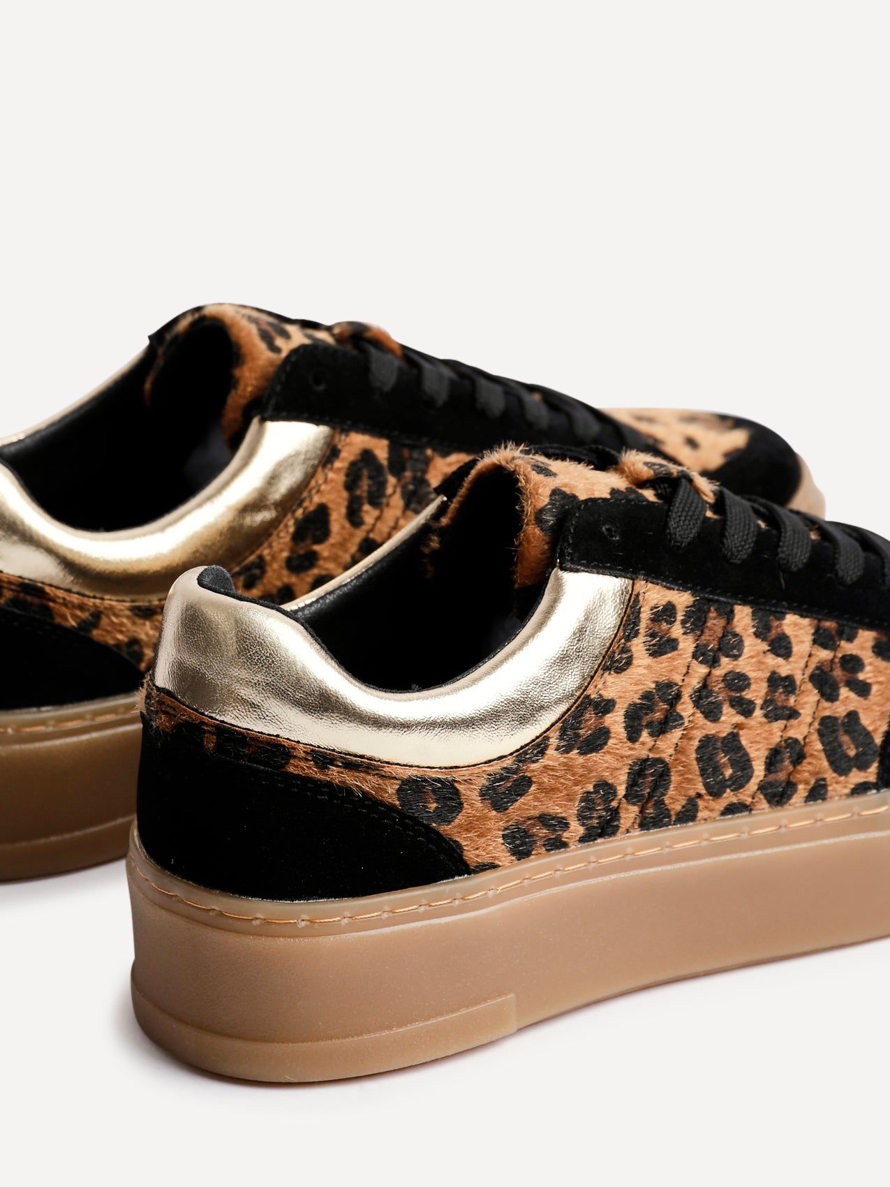 Linzi Nyra Leopard Print Lace Up Flatform Trainers image 5