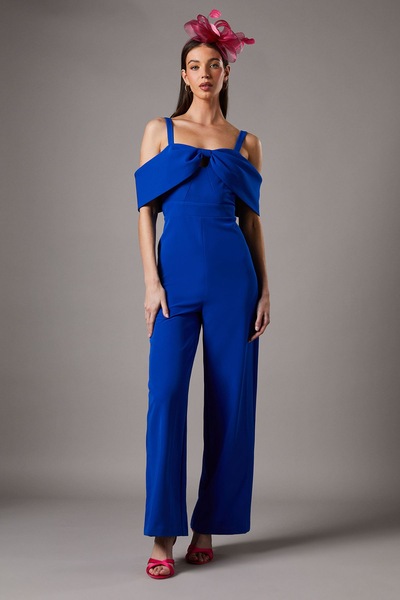 Coast Bow Off Shoulder Jumpsuit Cobalt