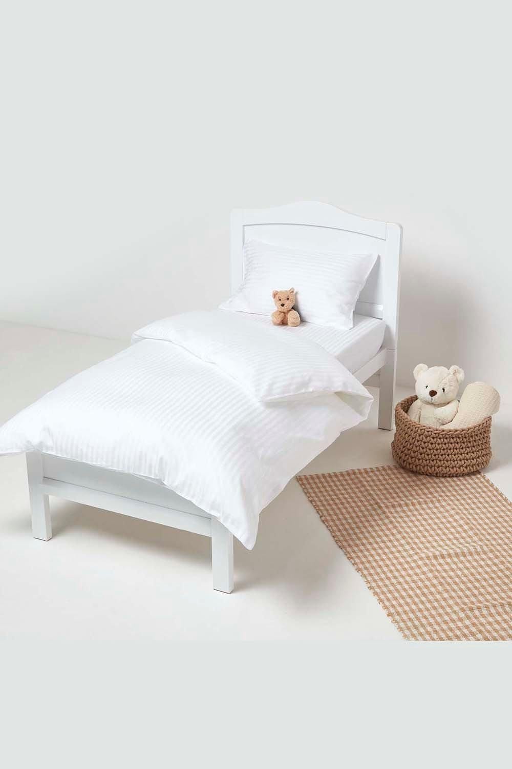 Homescapes Cotton Stripe Fitted Cot Sheets 330 Thread Count, 2 Pack image 2