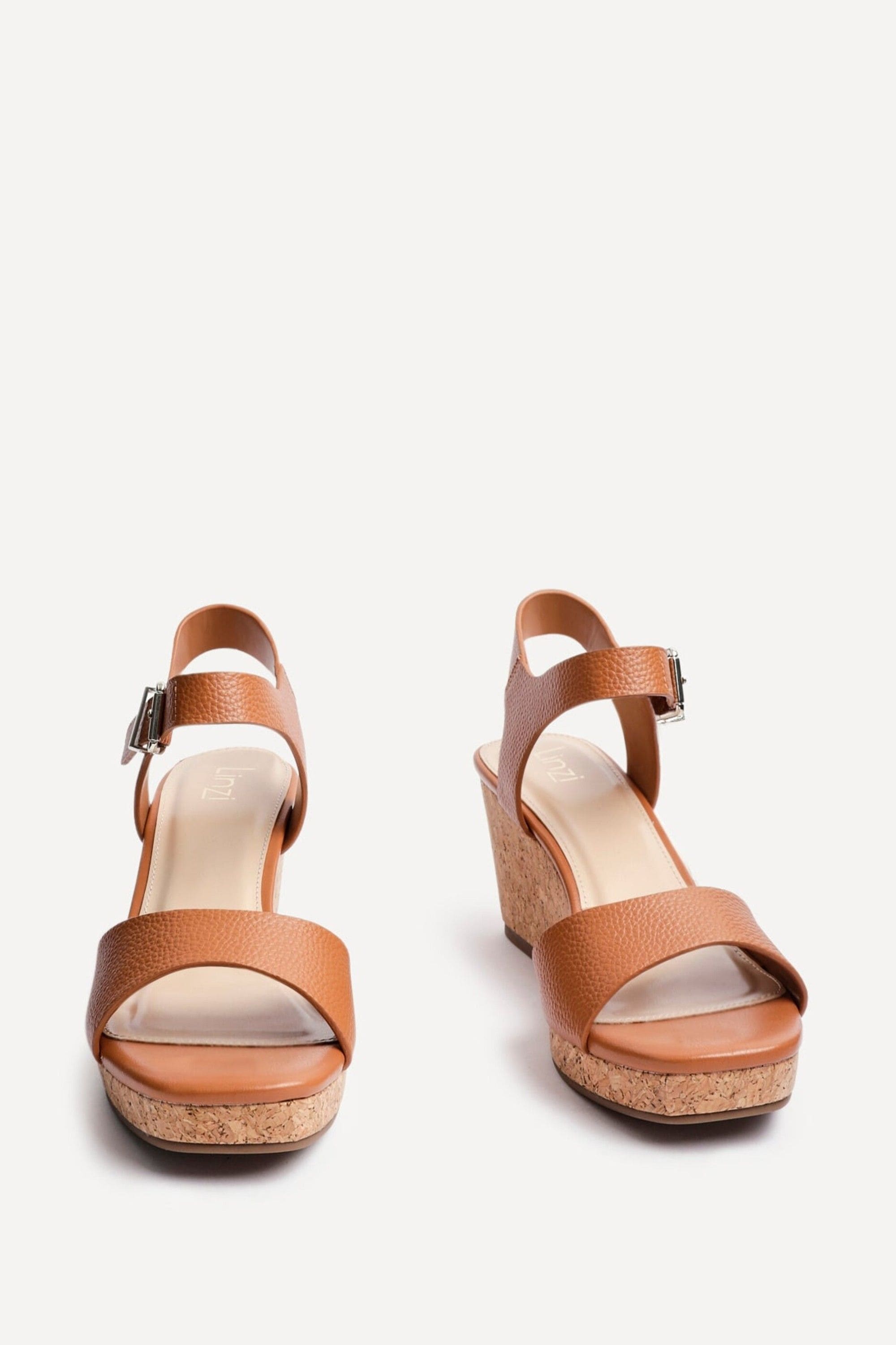 Linzi Sierra Tan Faux Leather Cork Platform Wedge image 3