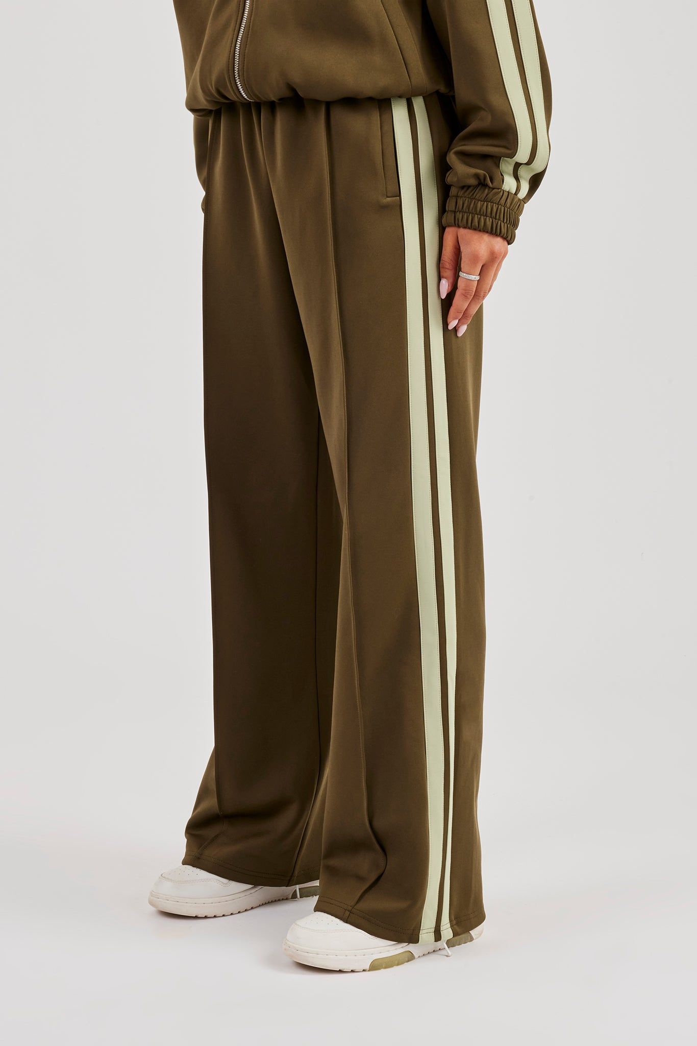 Cernucci Taping Wide Leg Track Pant - Khaki image 1