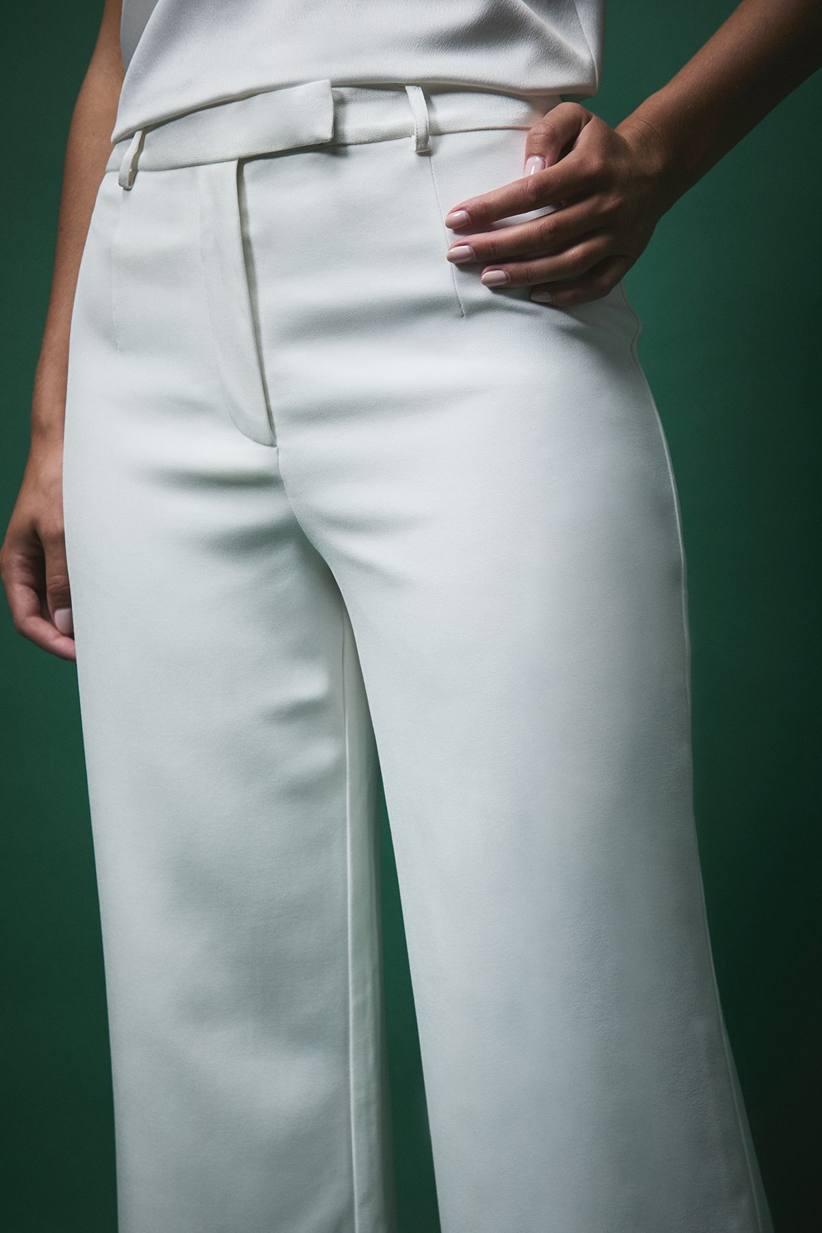 Coast Lisa Tan Bridal Wide Leg Tailored Trousers Ivory image 4