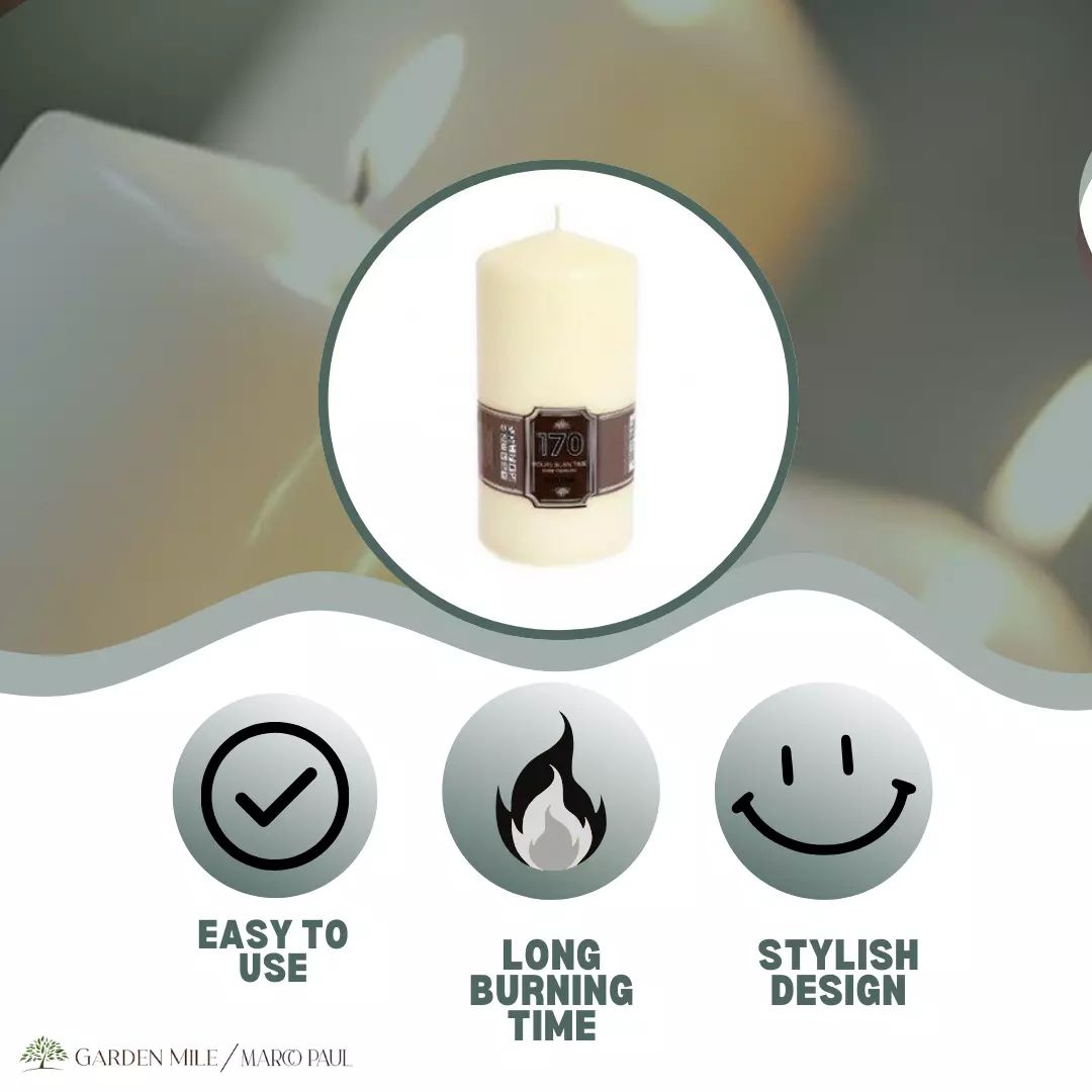 Marco Paul Ivory Large Pillar Candle Church Candle Unscented Candle 20cm image 5
