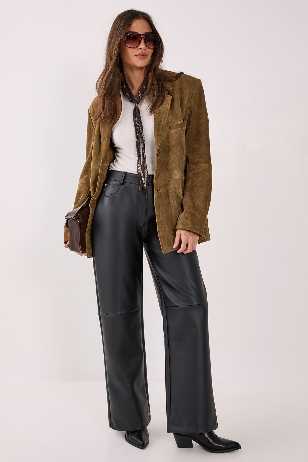 NastyGal Essentials Faux Leather Trouser Black image 1