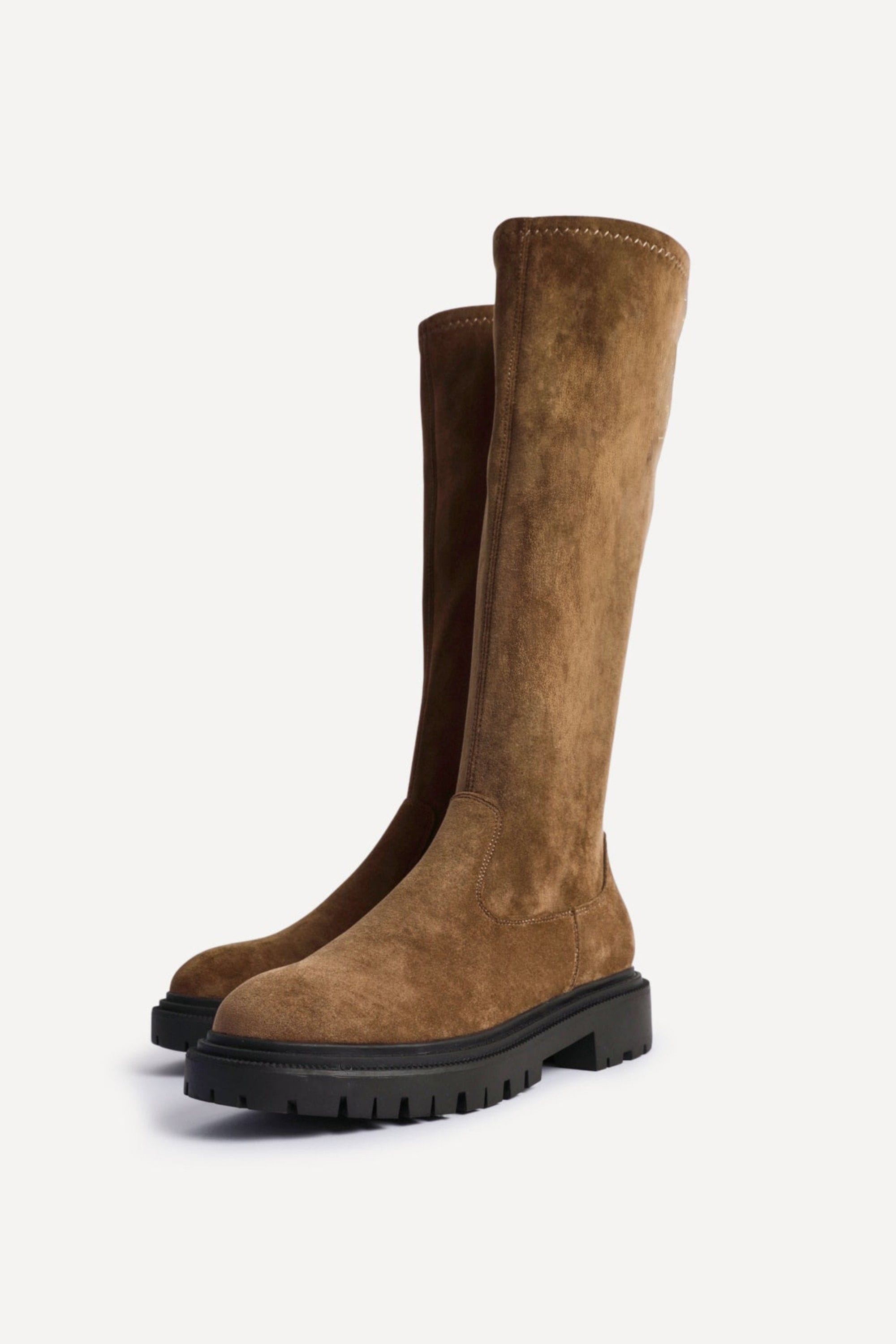 Linzi Hallie Tan Faux Suede Long Boots image 4