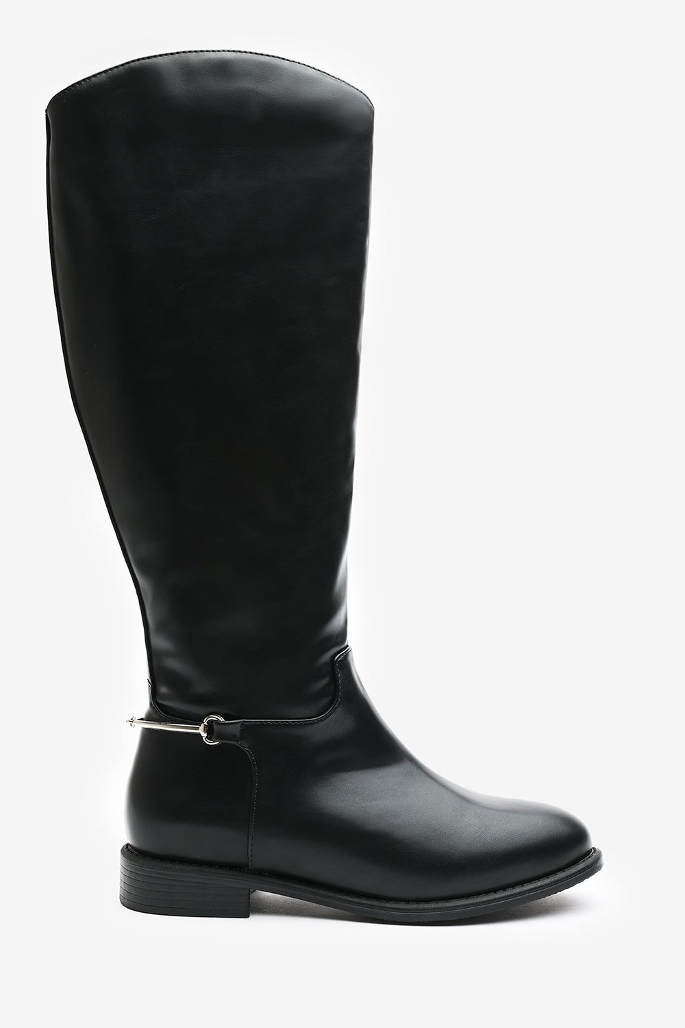 Where's That From 'Nyla' Knee High Boots With Low Flat Heel And Back Buckle Detail image 2