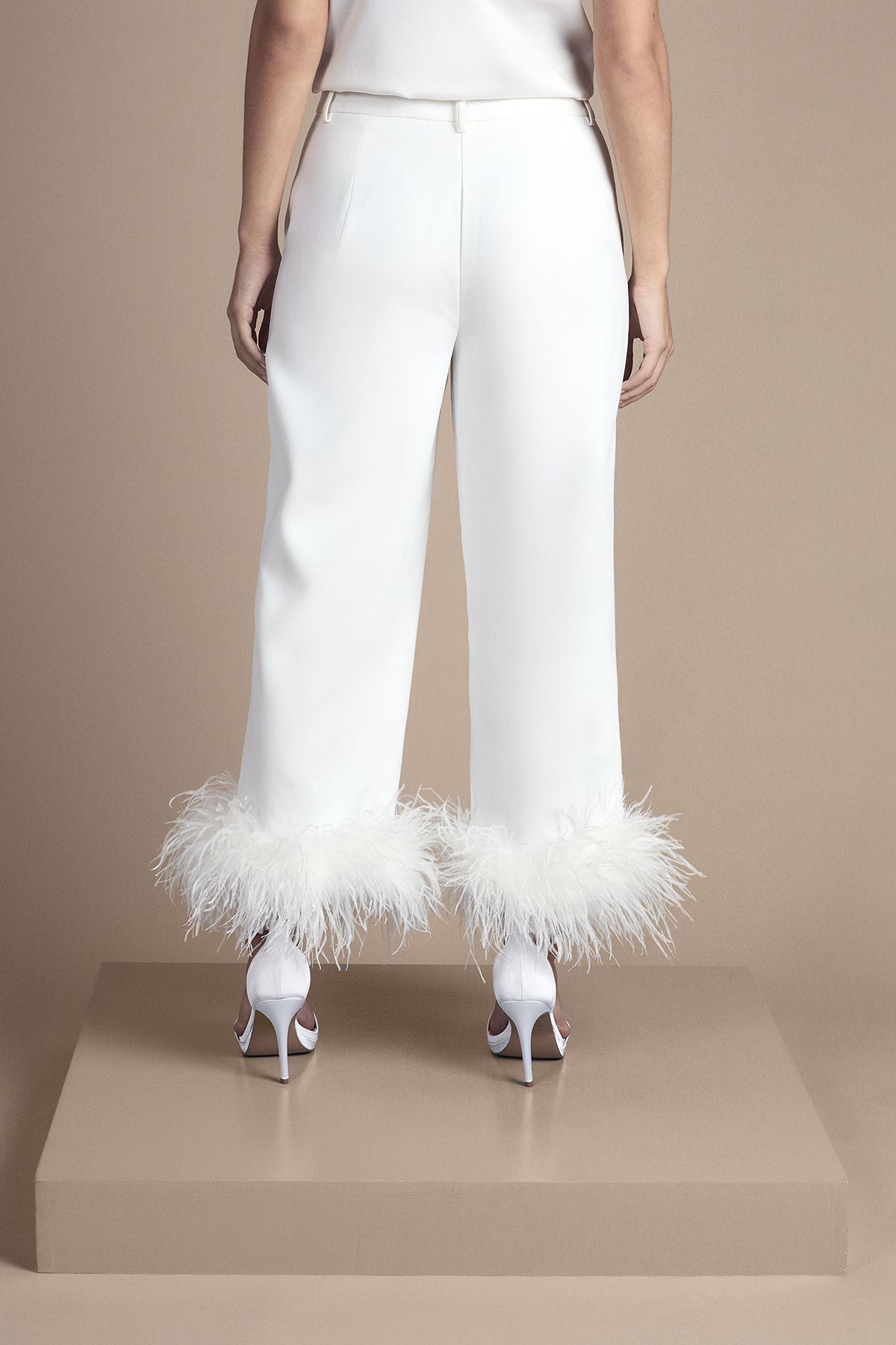 Coast Feather Trim Cropped Trouser Ivory image 3