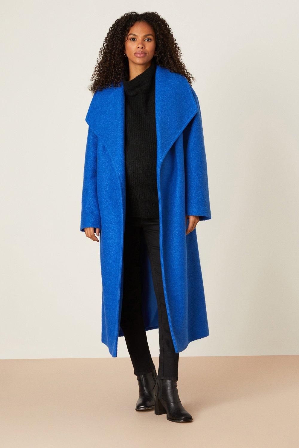 Dorothy Perkins Maternity Long Boucle Wrap Coat Cobalt image 2