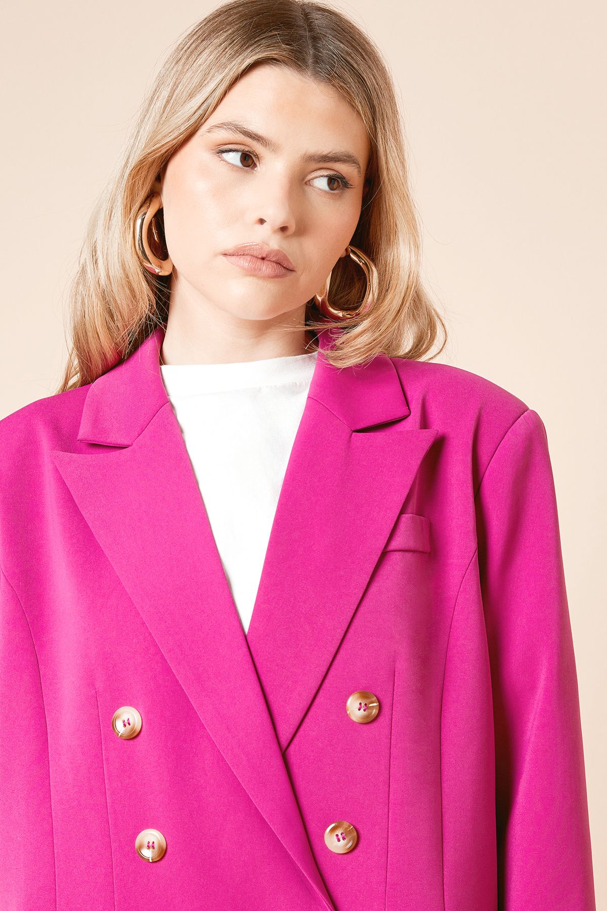 Dorothy Perkins Oversized Double Breasted Blazer Fuchsia image 3