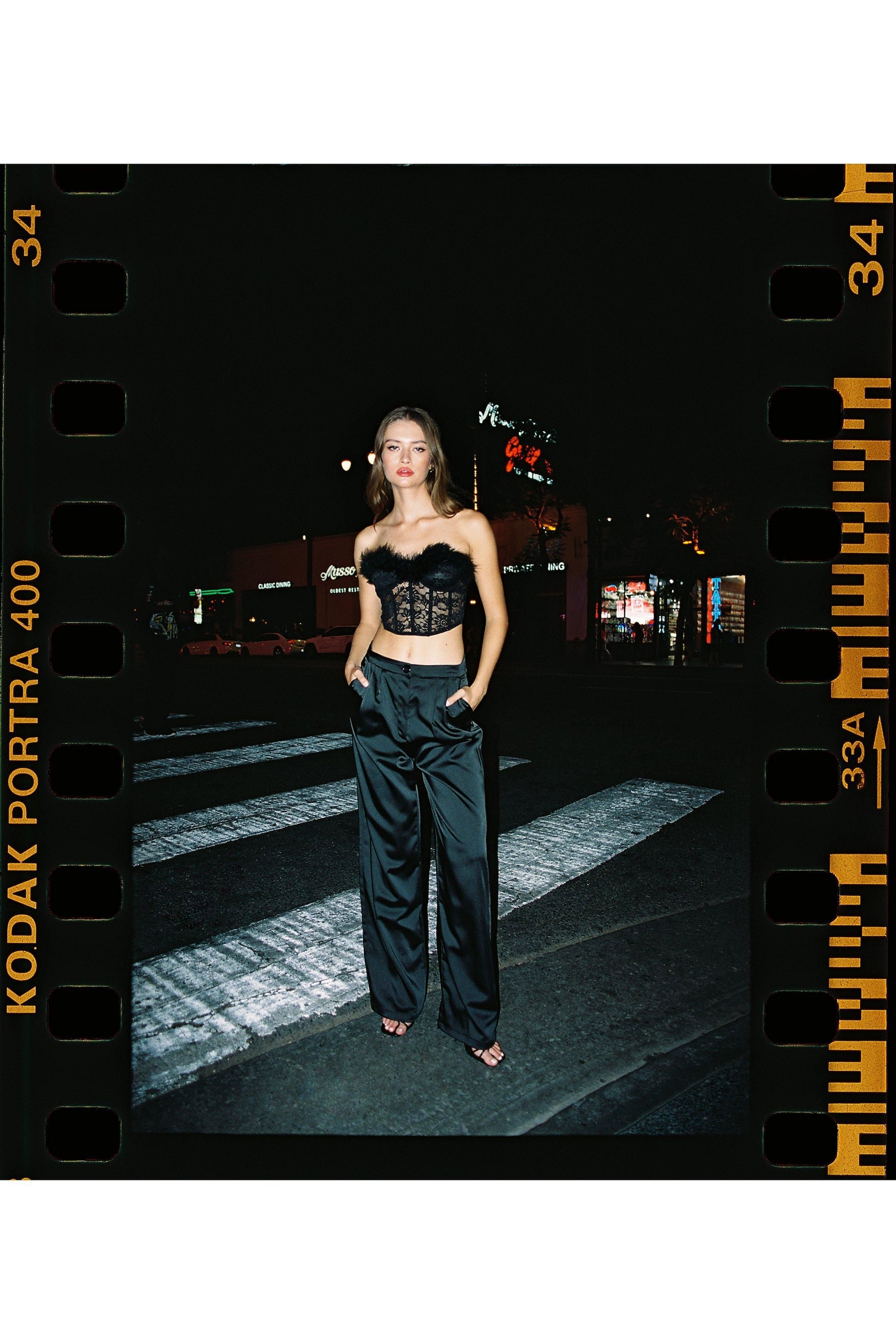 NastyGal Lace Underwire Feather Corset Black image 2