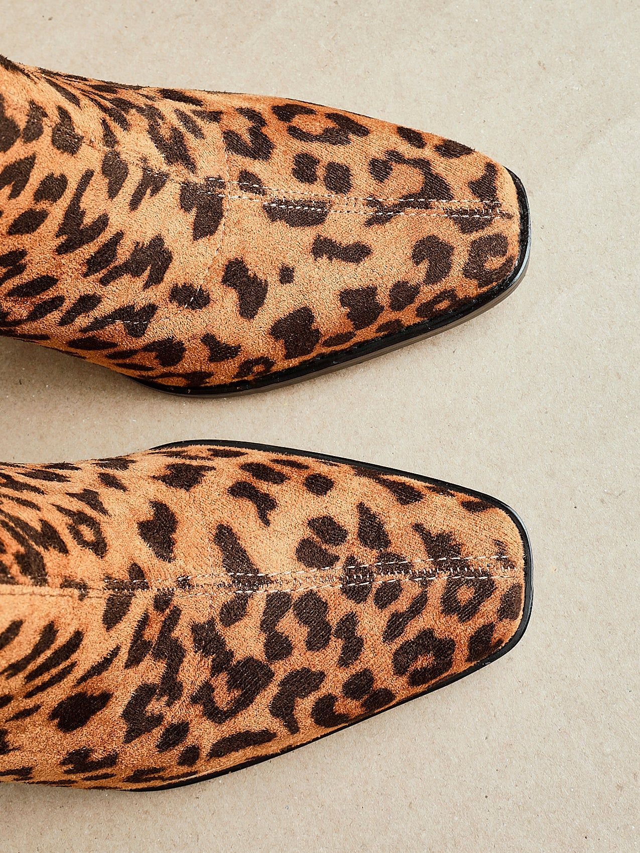 Linzi Noelle Leopard Print Square Toe Heeled Sock Boot image 6