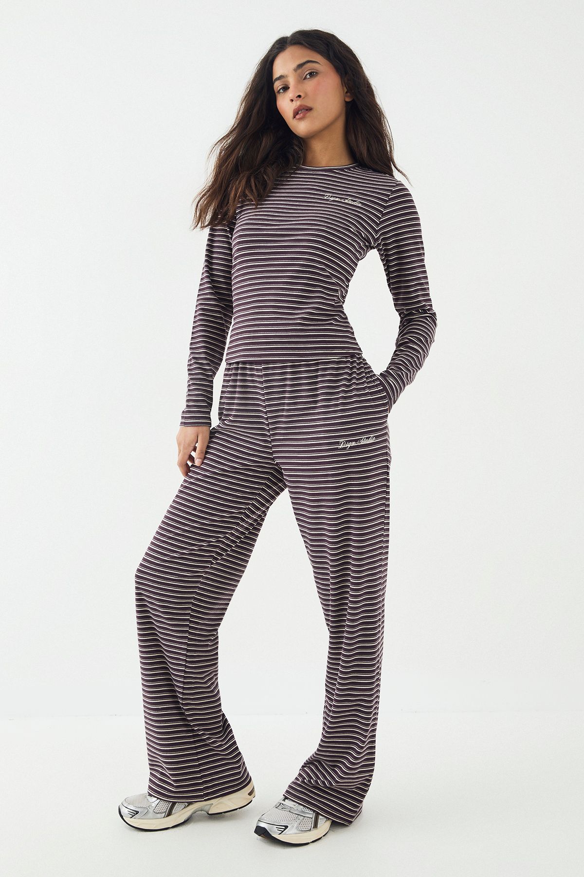 DSGN Studio DSGN Studio Soft Stripe Long Sleeve Top Plum image 3