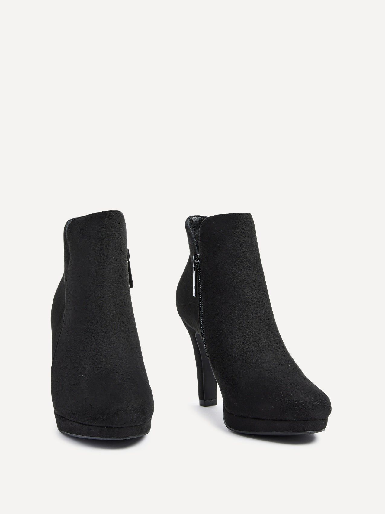 Linzi Layara Black Faux Suede Small Platform Ankle Boot image 3