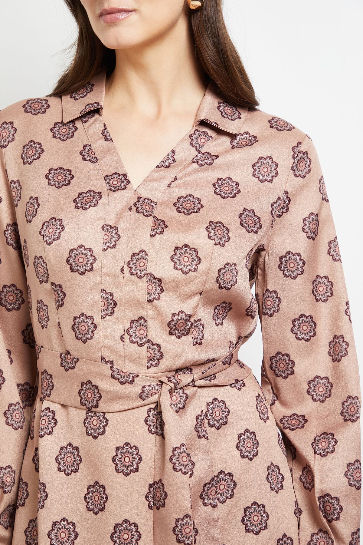 Principles Contrast Collar Shirt Dress Camel image 5