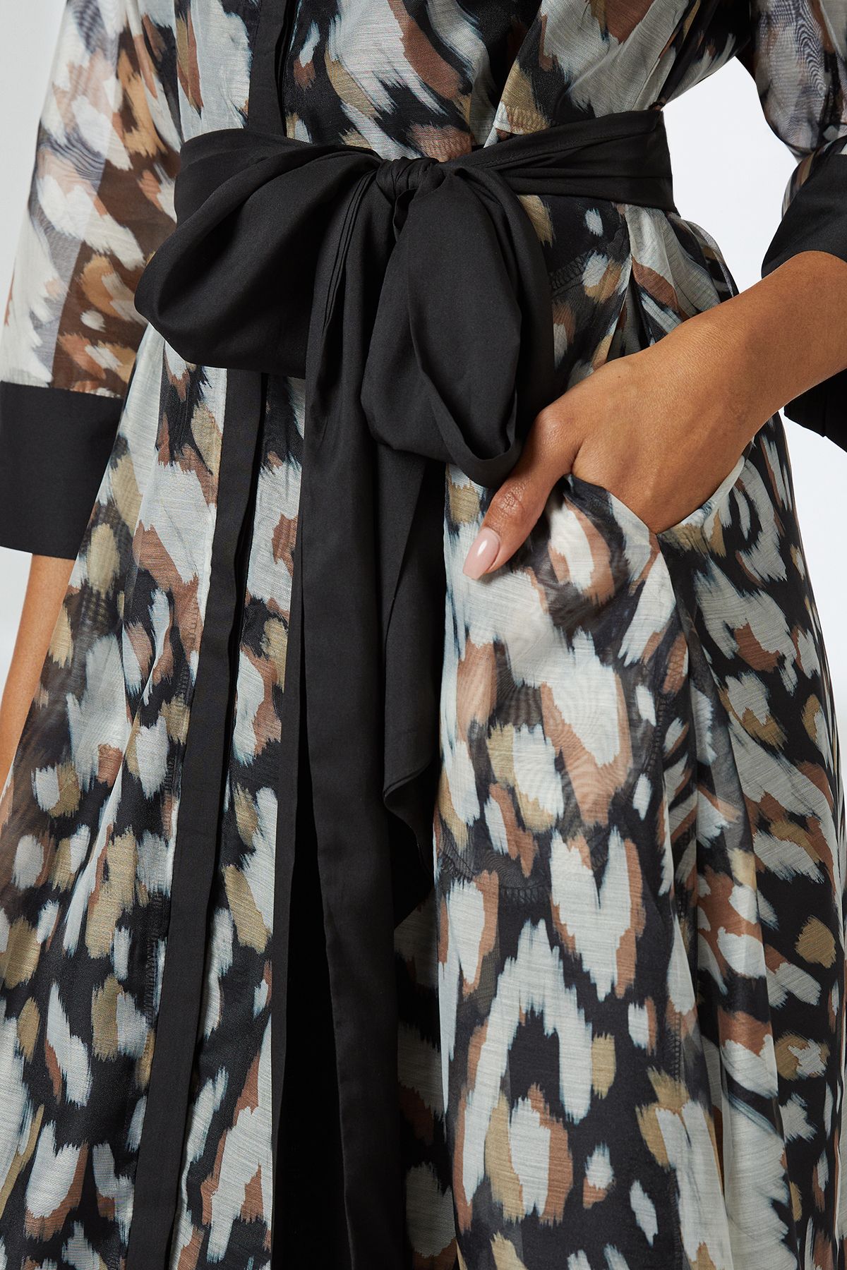 Principles Black Belted Contrast Detail Collarless Shirt Dress Black image 5