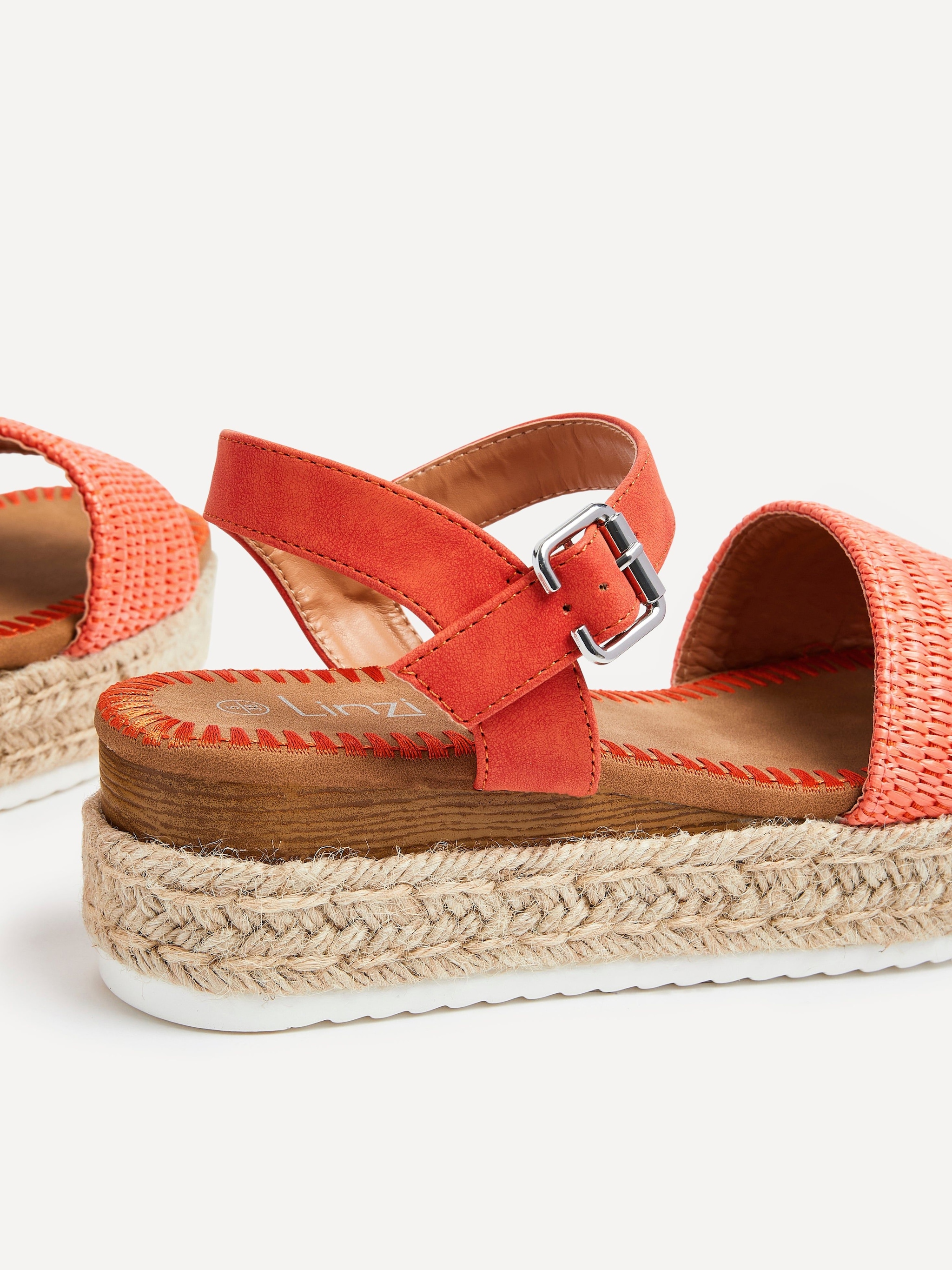 Linzi Panama Orange Raffia Two Part Espadrille Inspired Flatform Sandal image 5