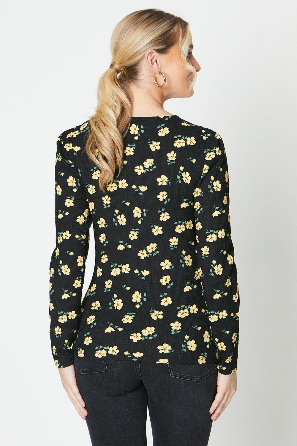 Dorothy Perkins Ruched Front Puff Long Sleeve Top Yellow image 3