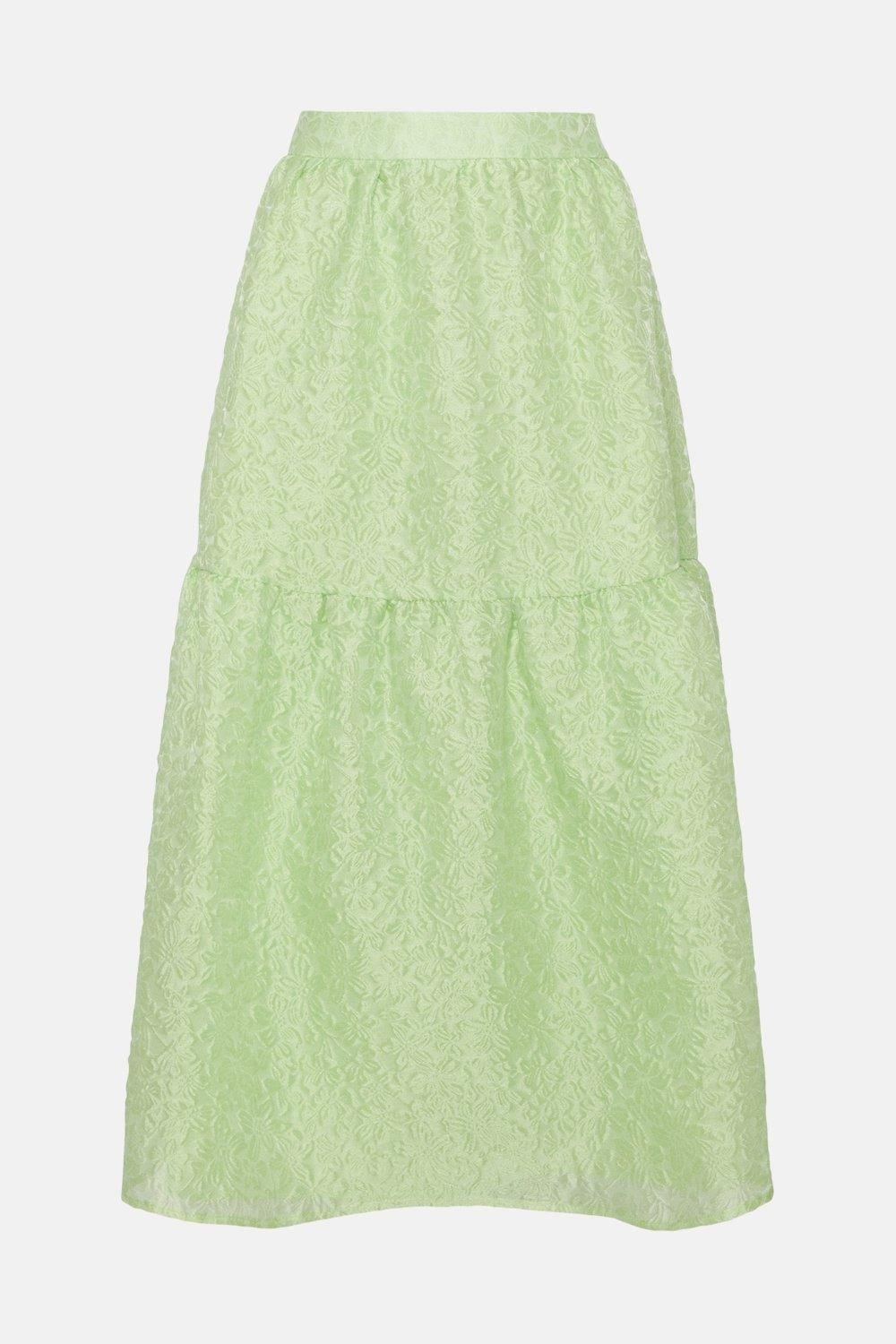 Oasis Jacquard Tiered Midi Skirt Green image 4
