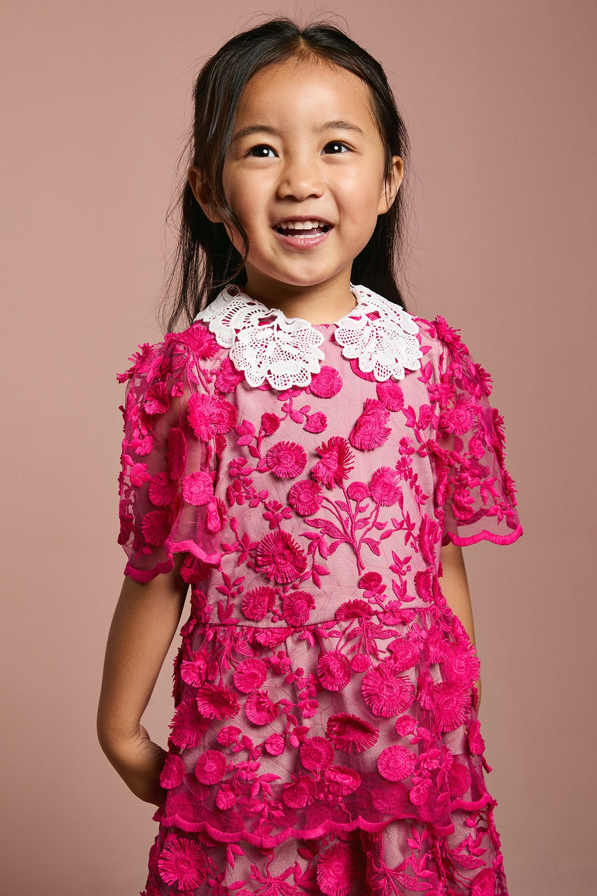 Coast Children's Lace Collared Dress Pink image 2