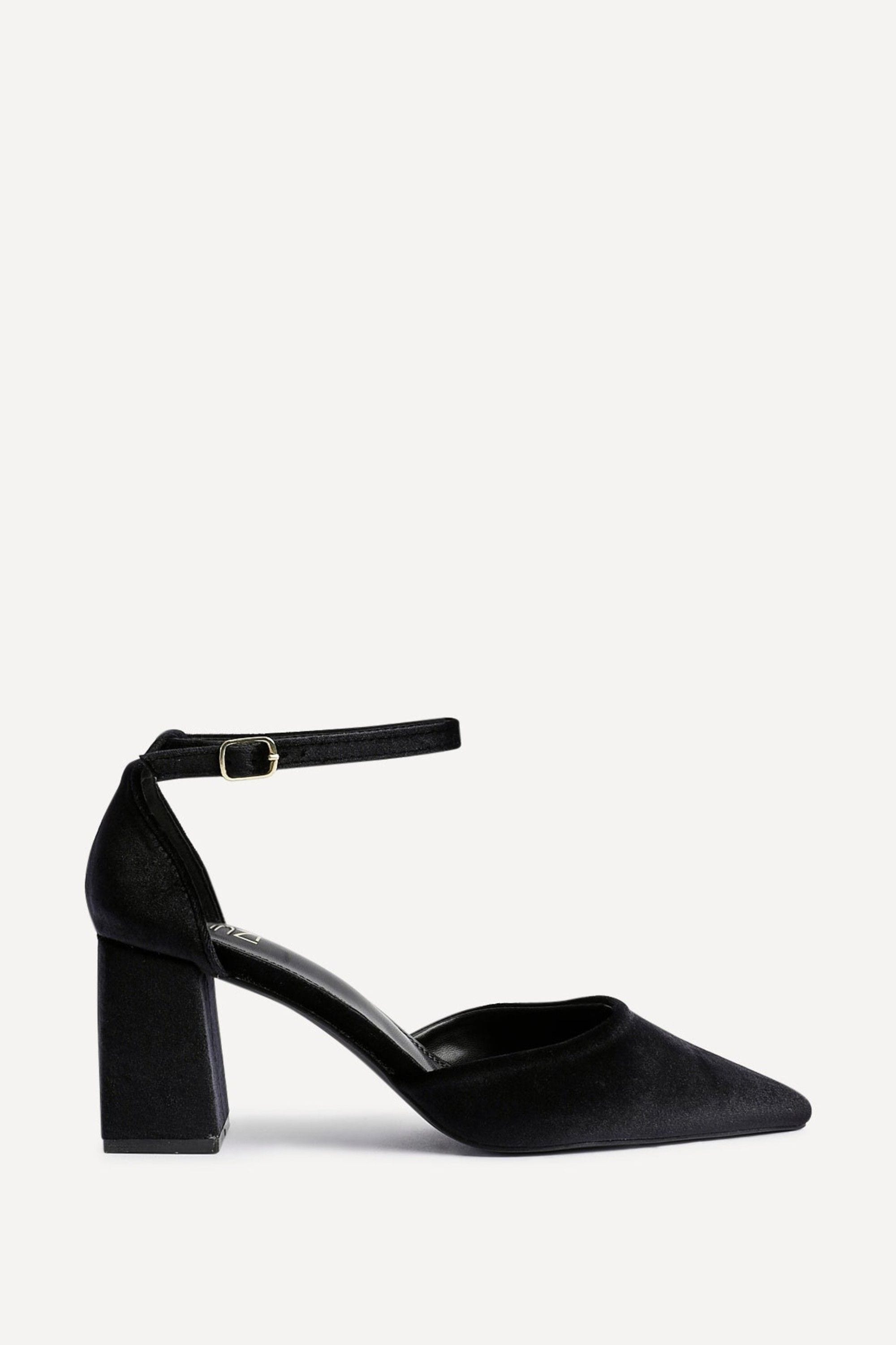 Linzi Glam Black Velvet Pointed Block Heel Courts image 1