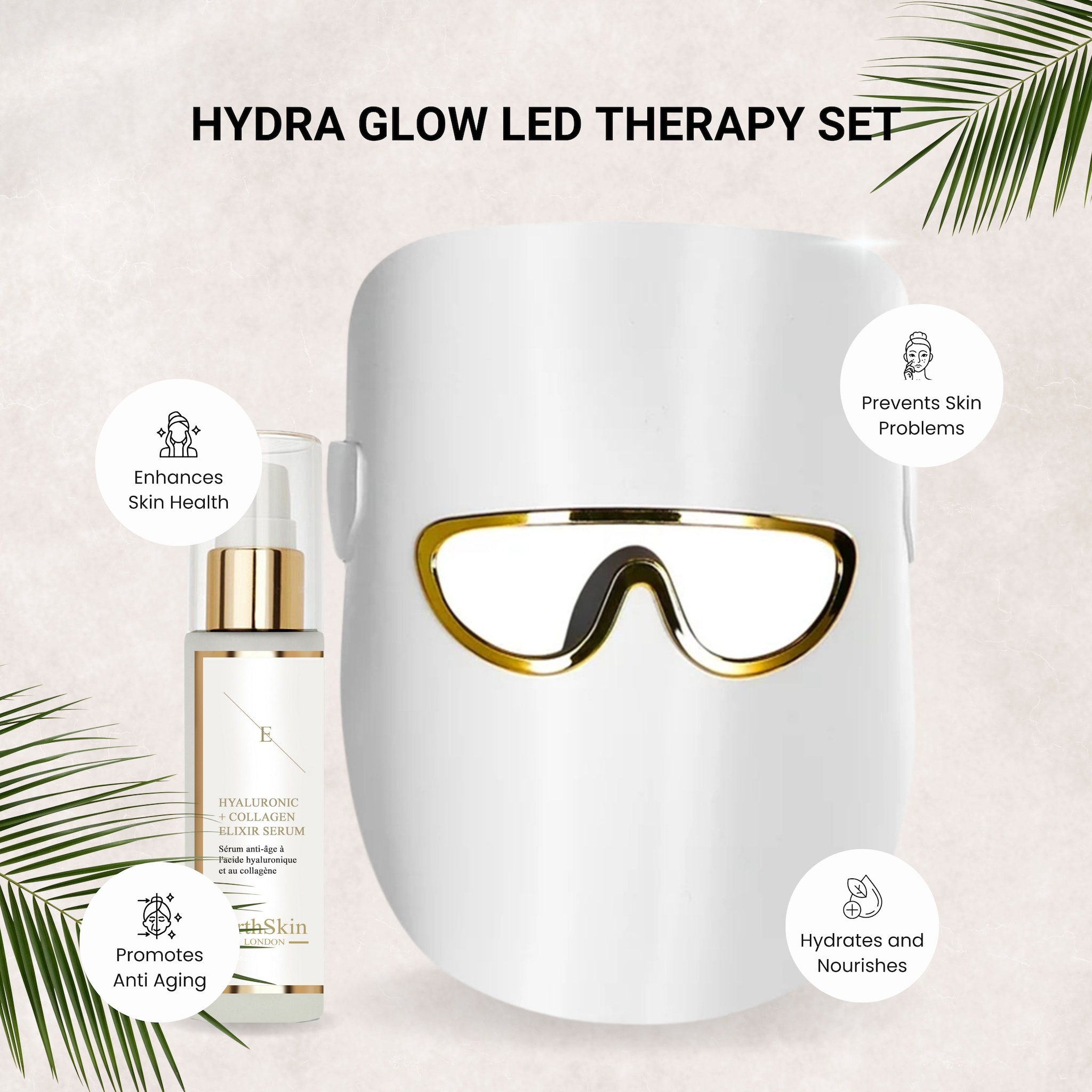 Erth Skin London ErthBeauty London Hydra Glow Led Therapy Set( LED THERAPY + HA Serum ) image 2