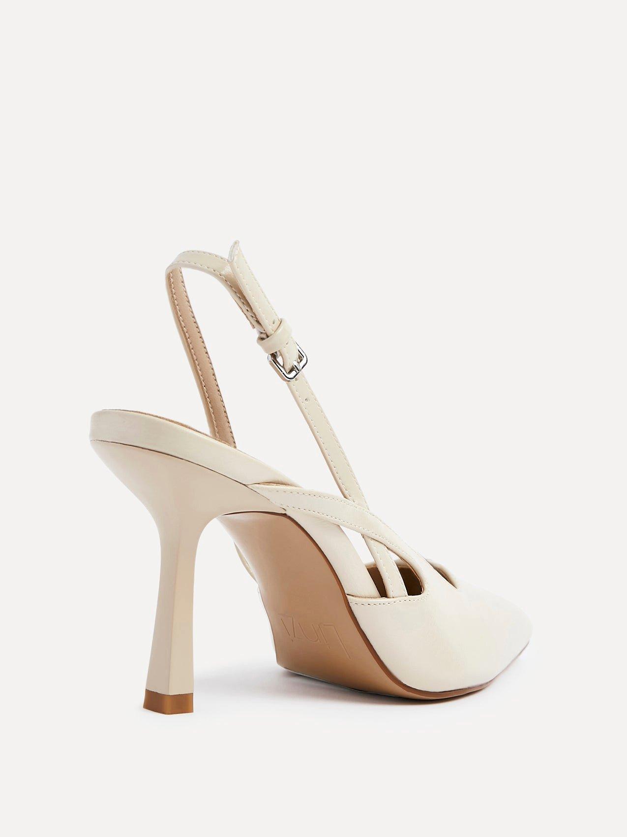 Linzi Rhea Nude Faux Leather Sling Back Court Heels image 5