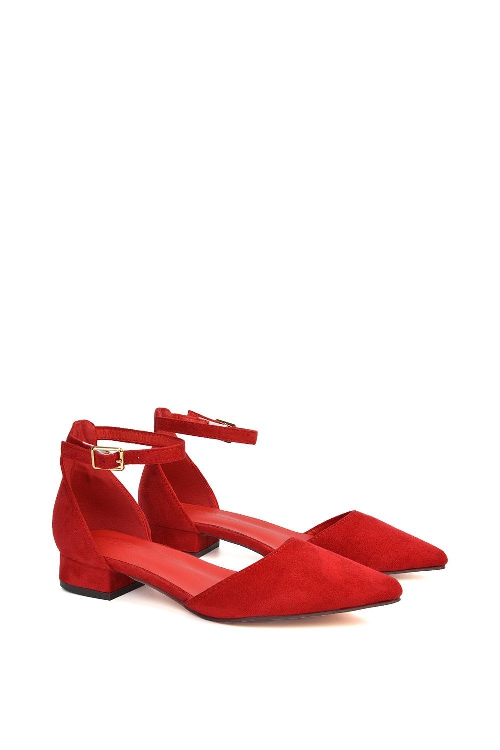 XY London 'Jenny' Low Heel Flat Pointed Toe Ankle Strap Court Shoes image 3