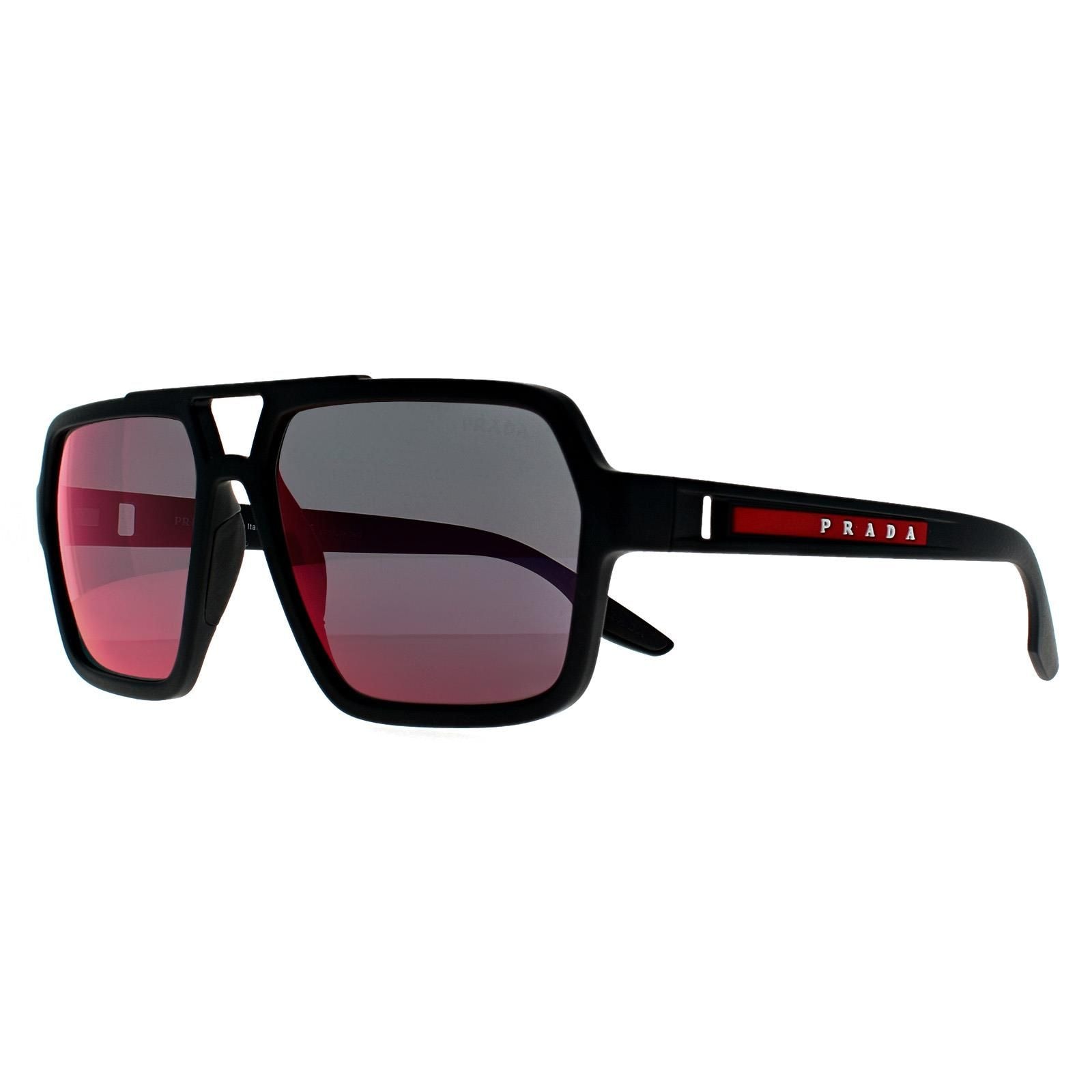 Prada Sport Square Black Rubber Dark Grey Mirror Blue Red PS 01XS image 2