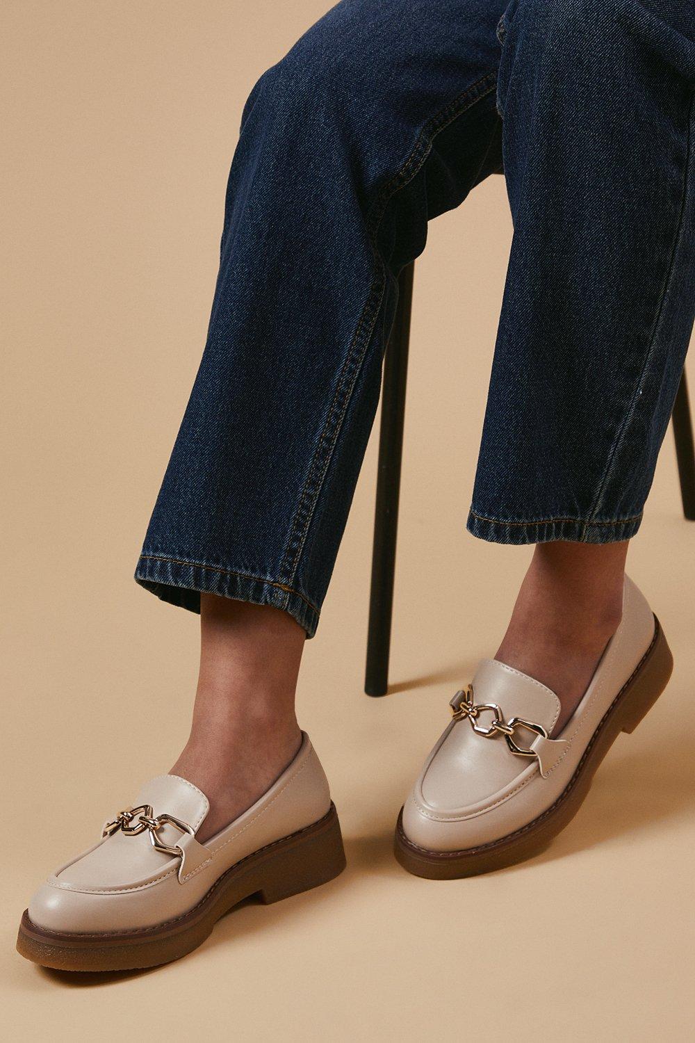 Oasis Bluebell Snaffle Detail Chunky Loafers Beige image 1