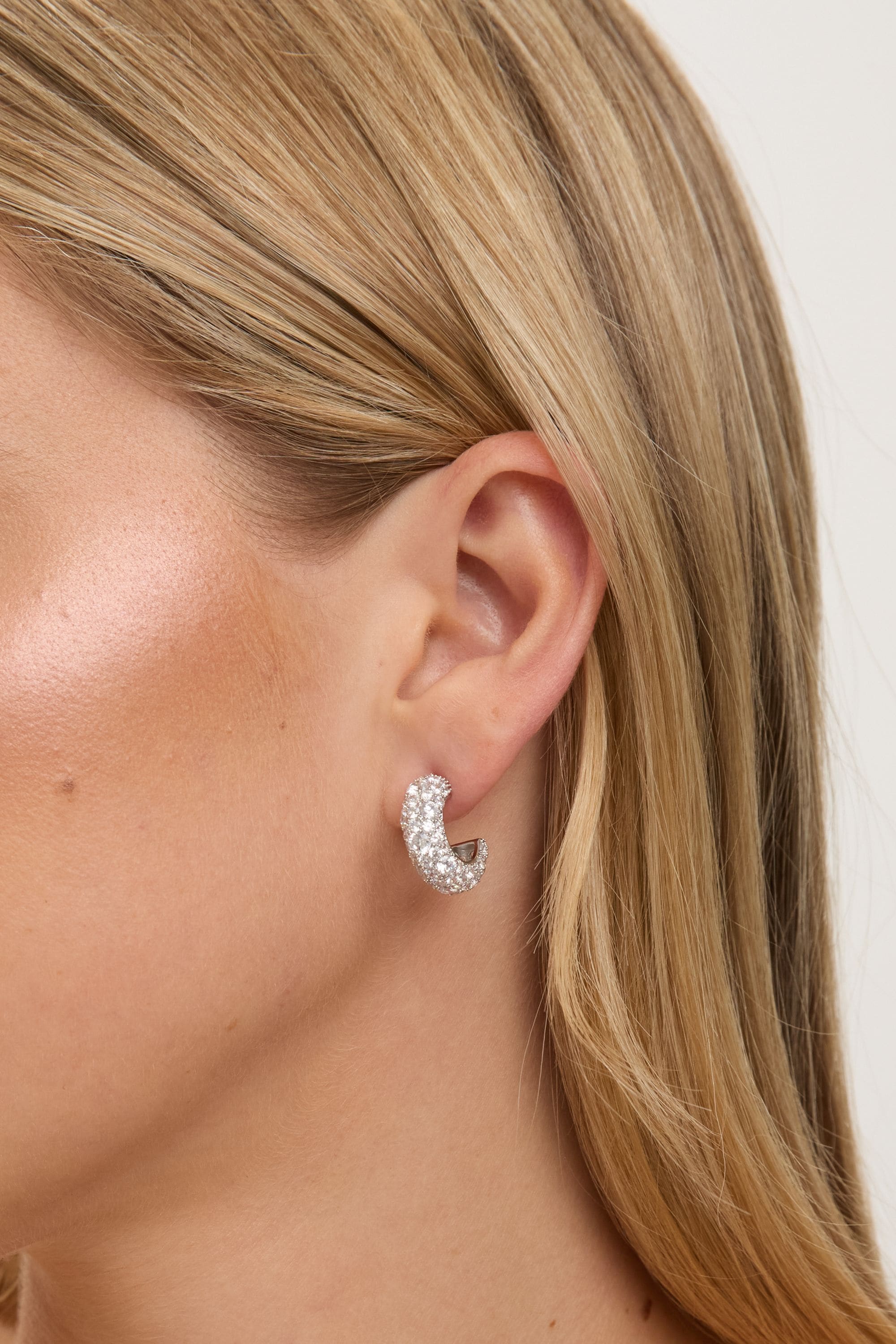 Jon Richard Rhodium Plated Pave Chubby Hoops image 4