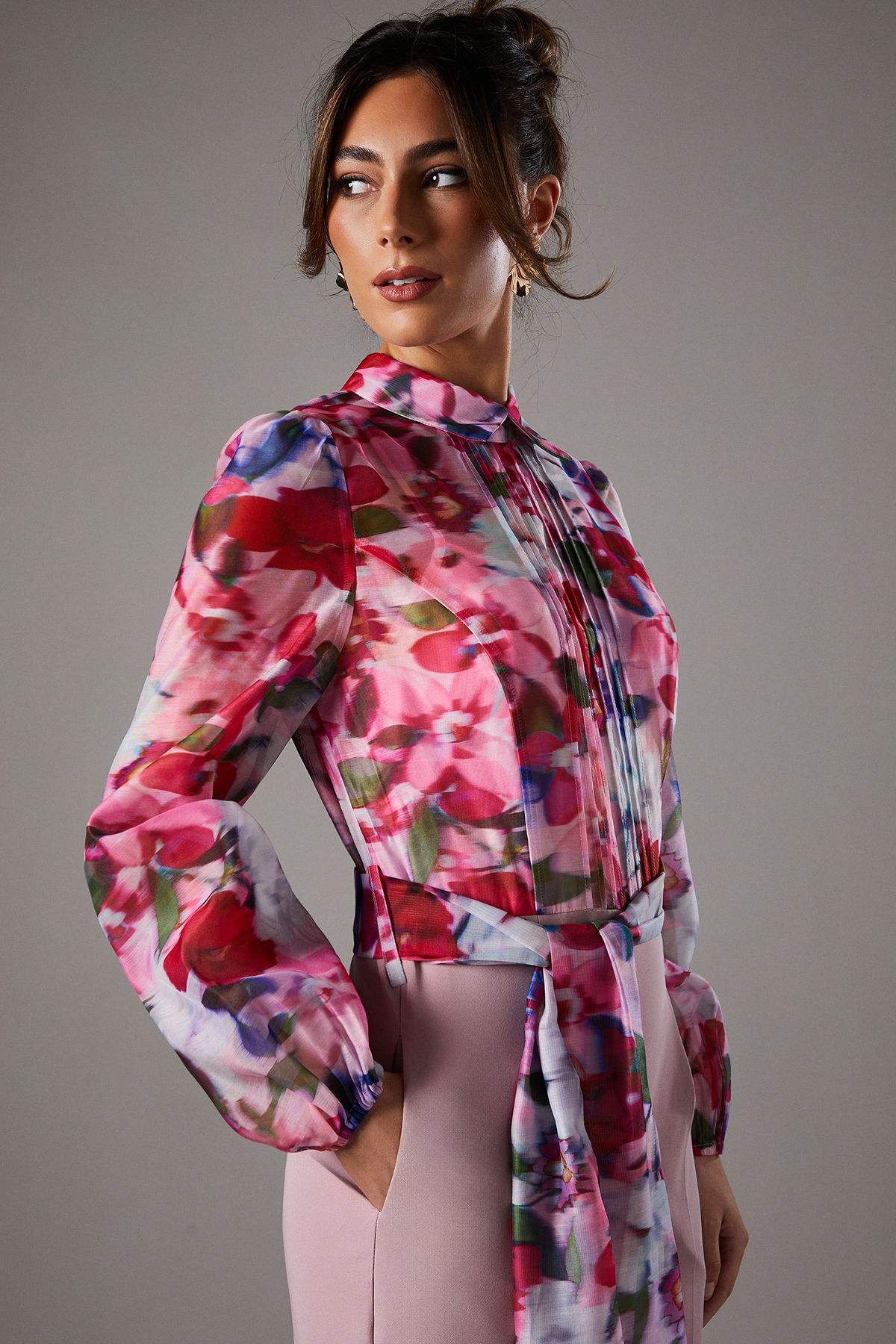 Coast Organza Printed Bodice Jumpsuit Pink image 3