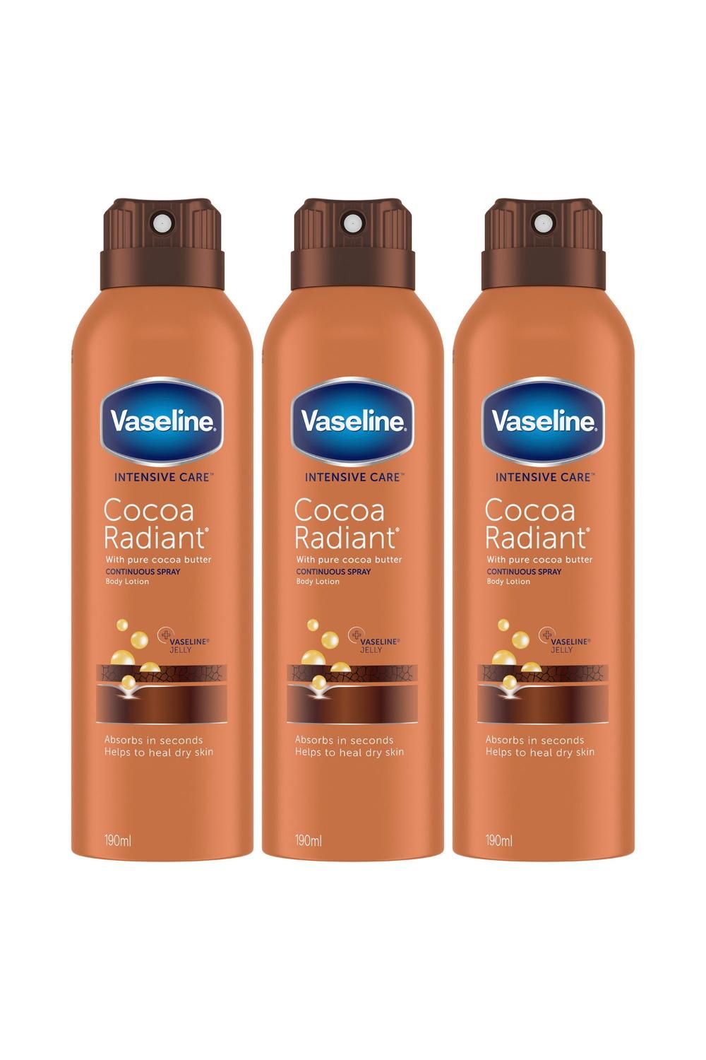 Vaseline 'Body Lotion' Intensive Care Cocoa Radiant 190ml,3 Pack