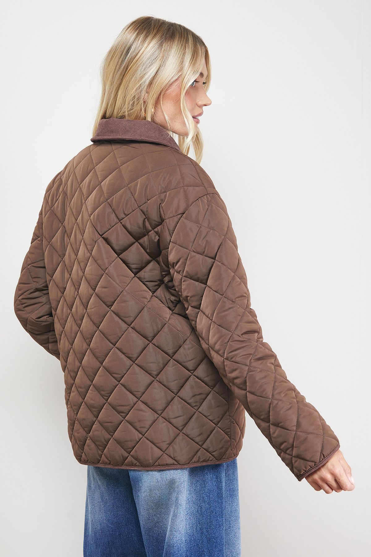 Oasis Padded Cord Collar Jacket Choc Brown image 5