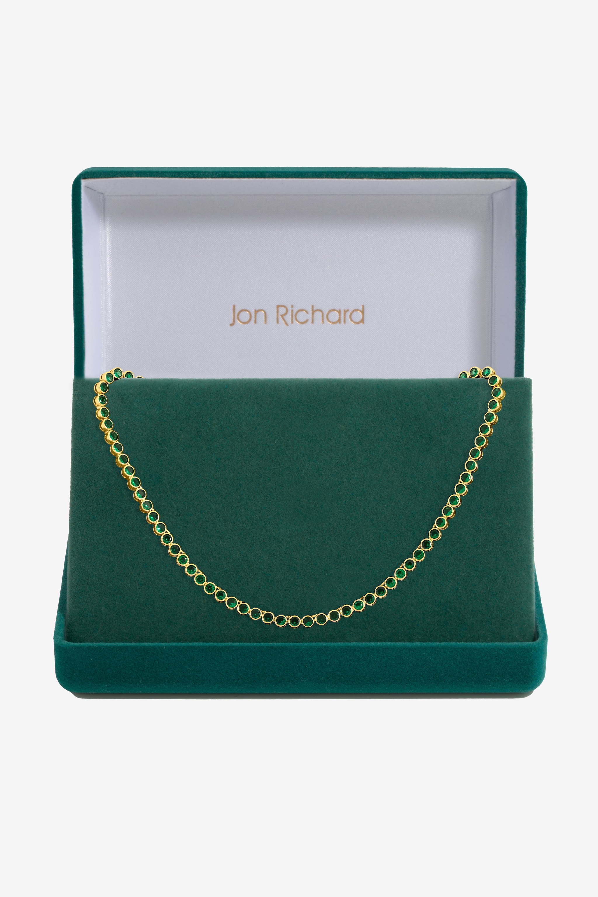 Jon Richard 14K Gold Plated and Emerald Cubic Zirconia Tennis Necklace - Gift Box image 1