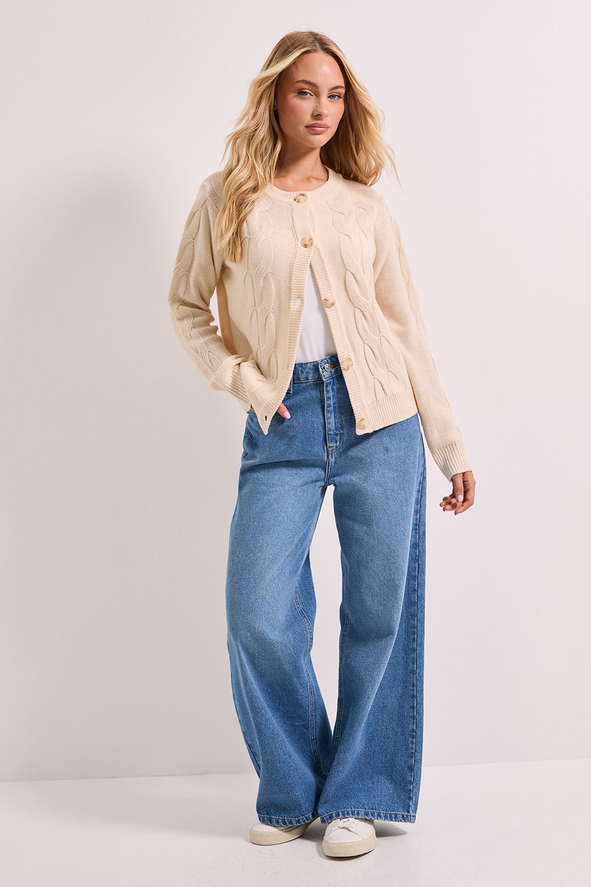 Dorothy Perkins Cable Detail Knit Cardigan Ecru image 2