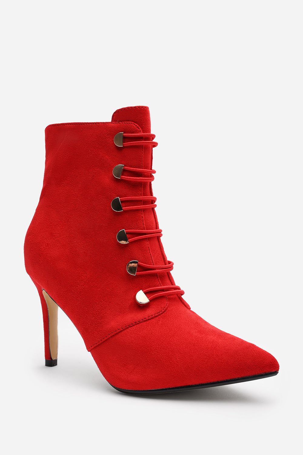 Where's That From 'Jodie' Suede Stiletto Heel Ankle Boots With Gold Detail image 4