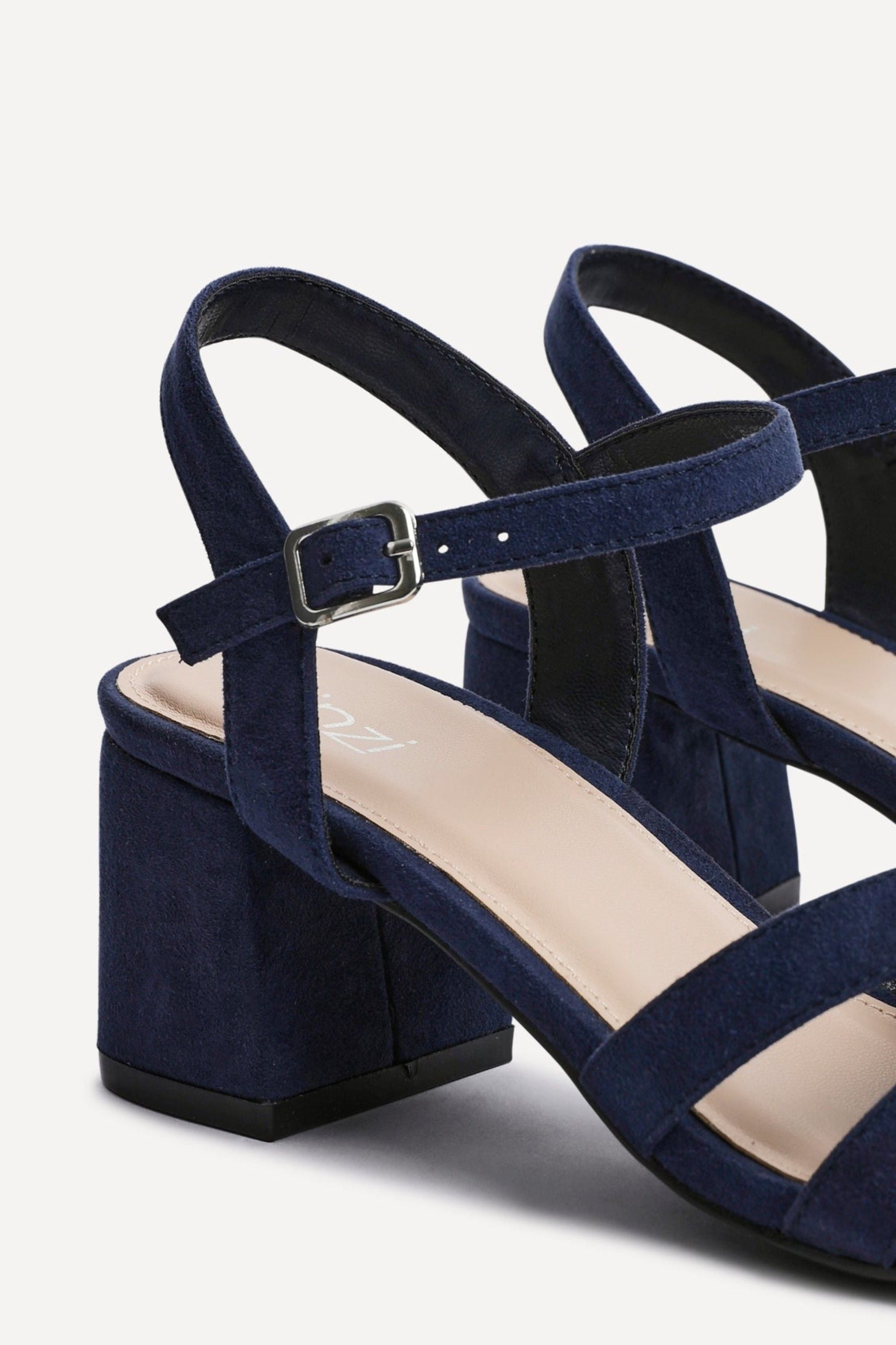 Linzi Flair Navy Faux Suede Heeled Sandals image 5