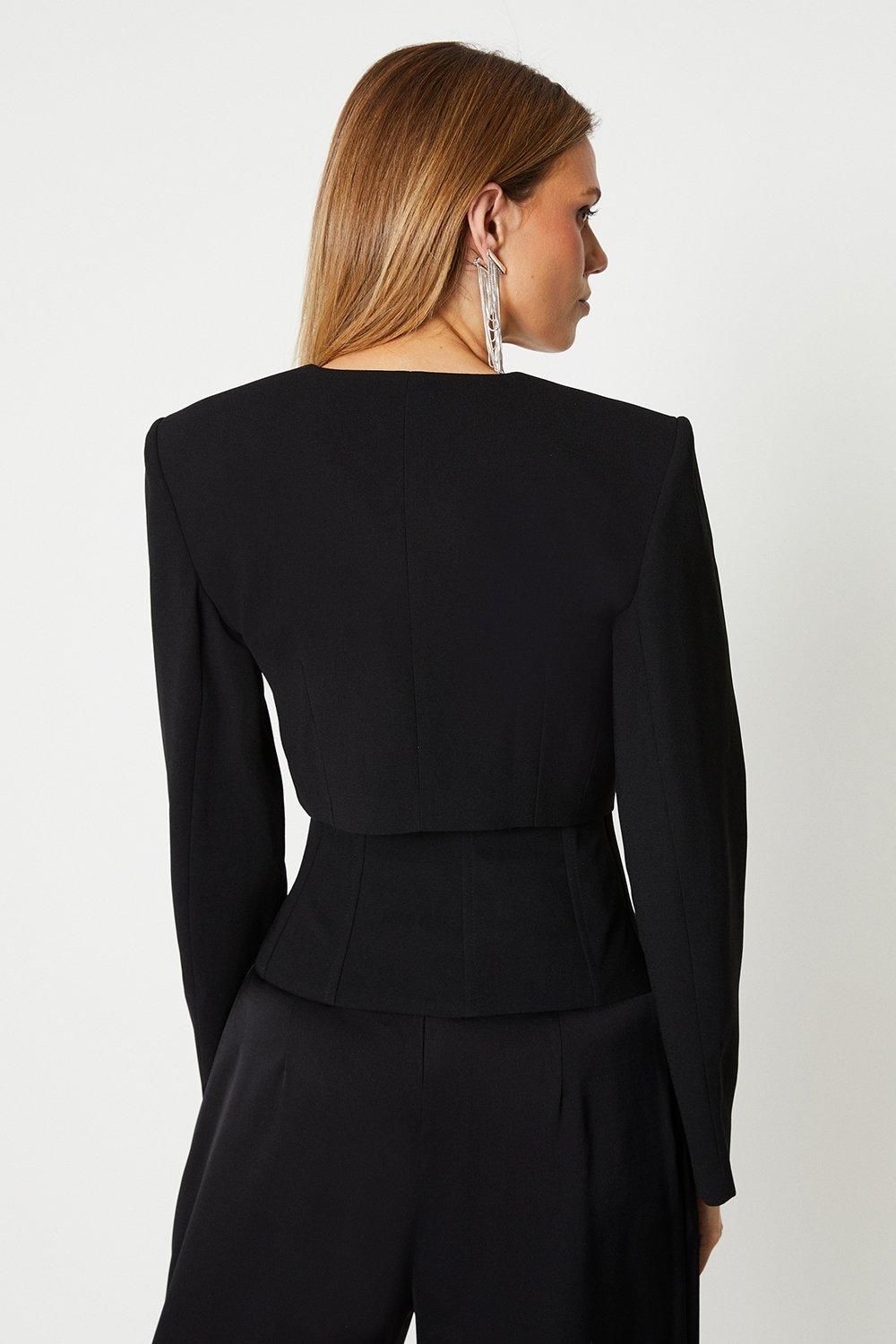 Coast Premium Tailored Corset Peplum Blazer Black image 3