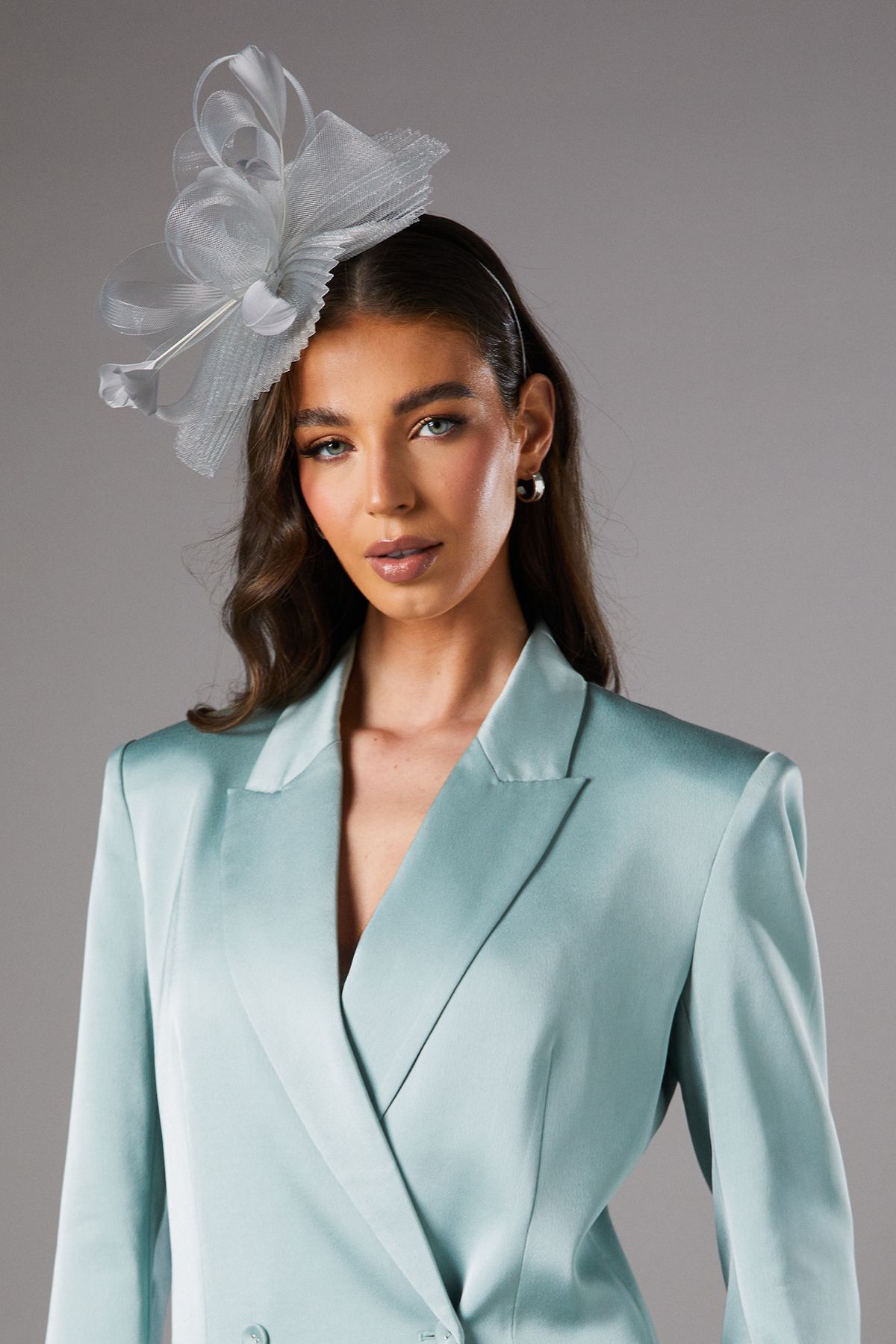 Coast Pleated Loop And Feather Fascinator Sage image 2