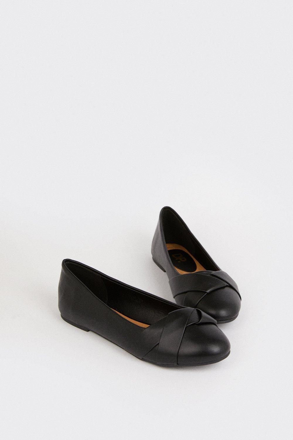 Dorothy Perkins Wide Fit Paige Wrap Detail Ballet Pumps Black image 3