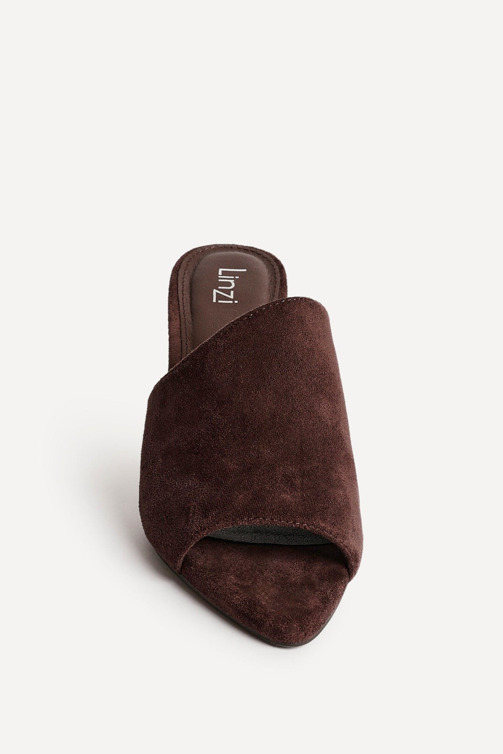 Linzi Monarch Brown Peep Toe Mule Heels image 4